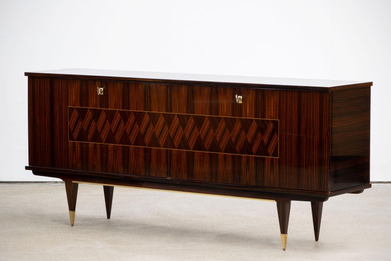 French Large Art Deco Sideboard Macassar, 1940s For Sale 1