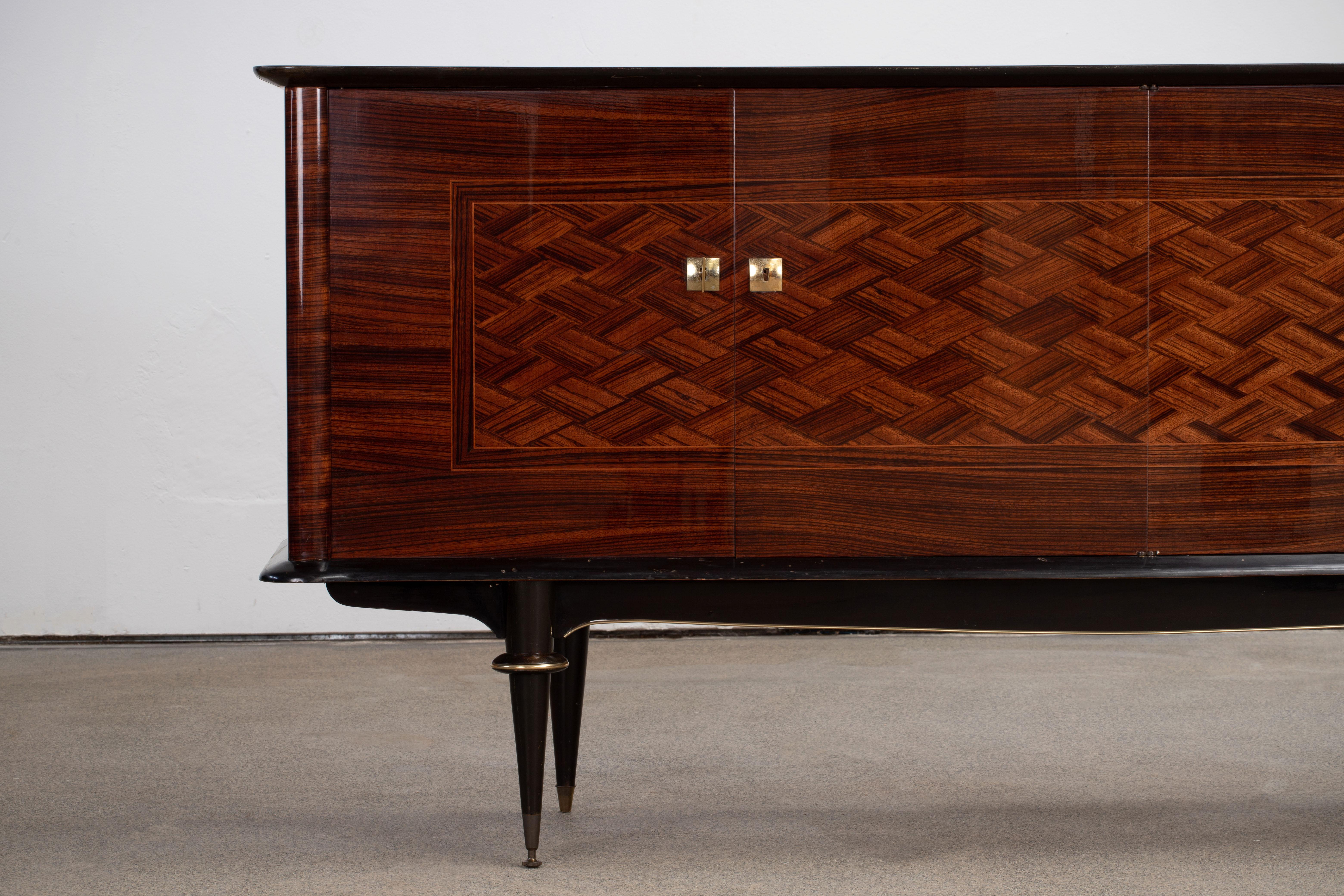 French Large Art Deco Sideboard Macassar, 1940s For Sale 2