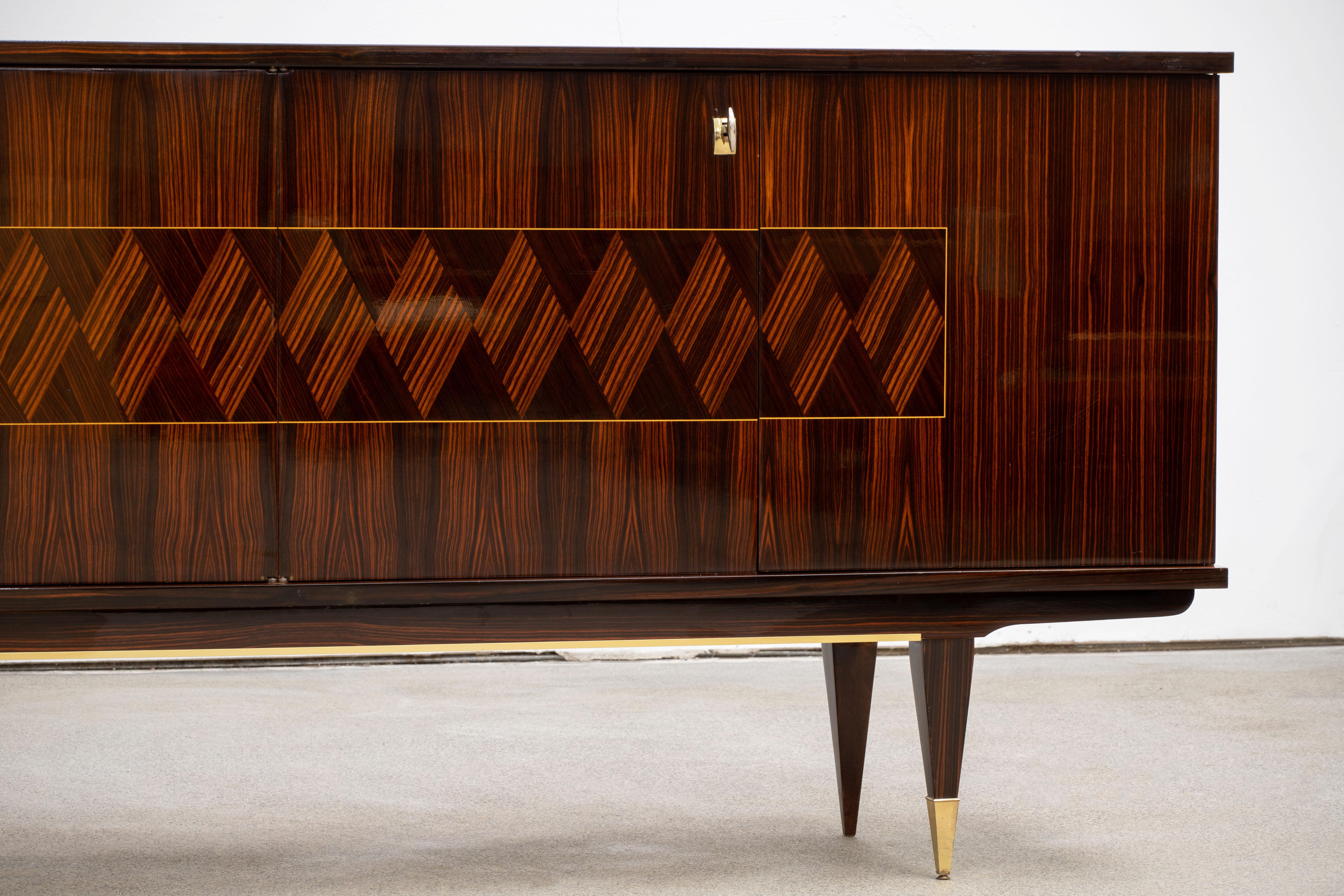 French Large Art Deco Sideboard Macassar, 1940s 3