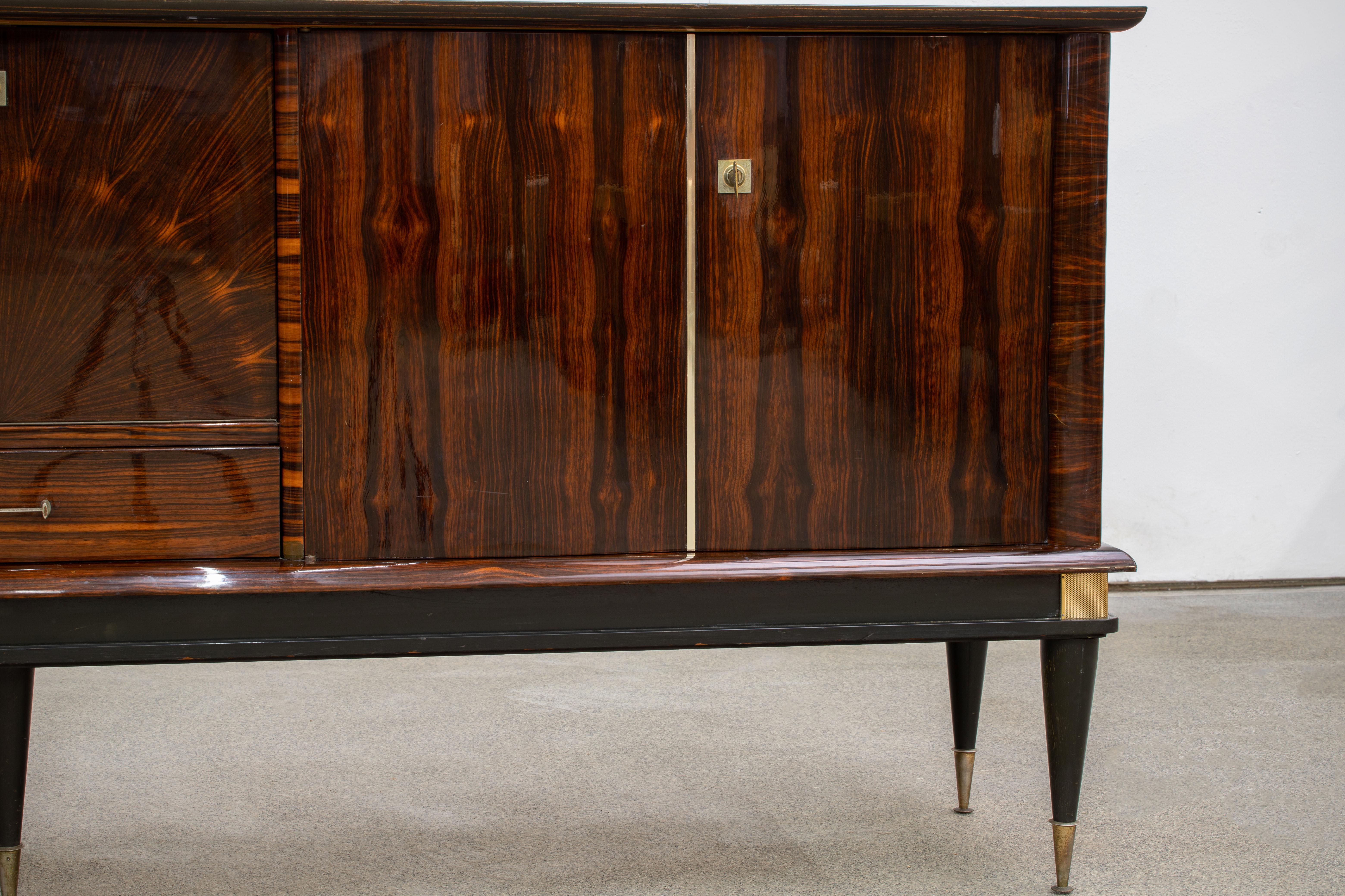French Large Art Deco Sideboard Macassar, 1940s 3