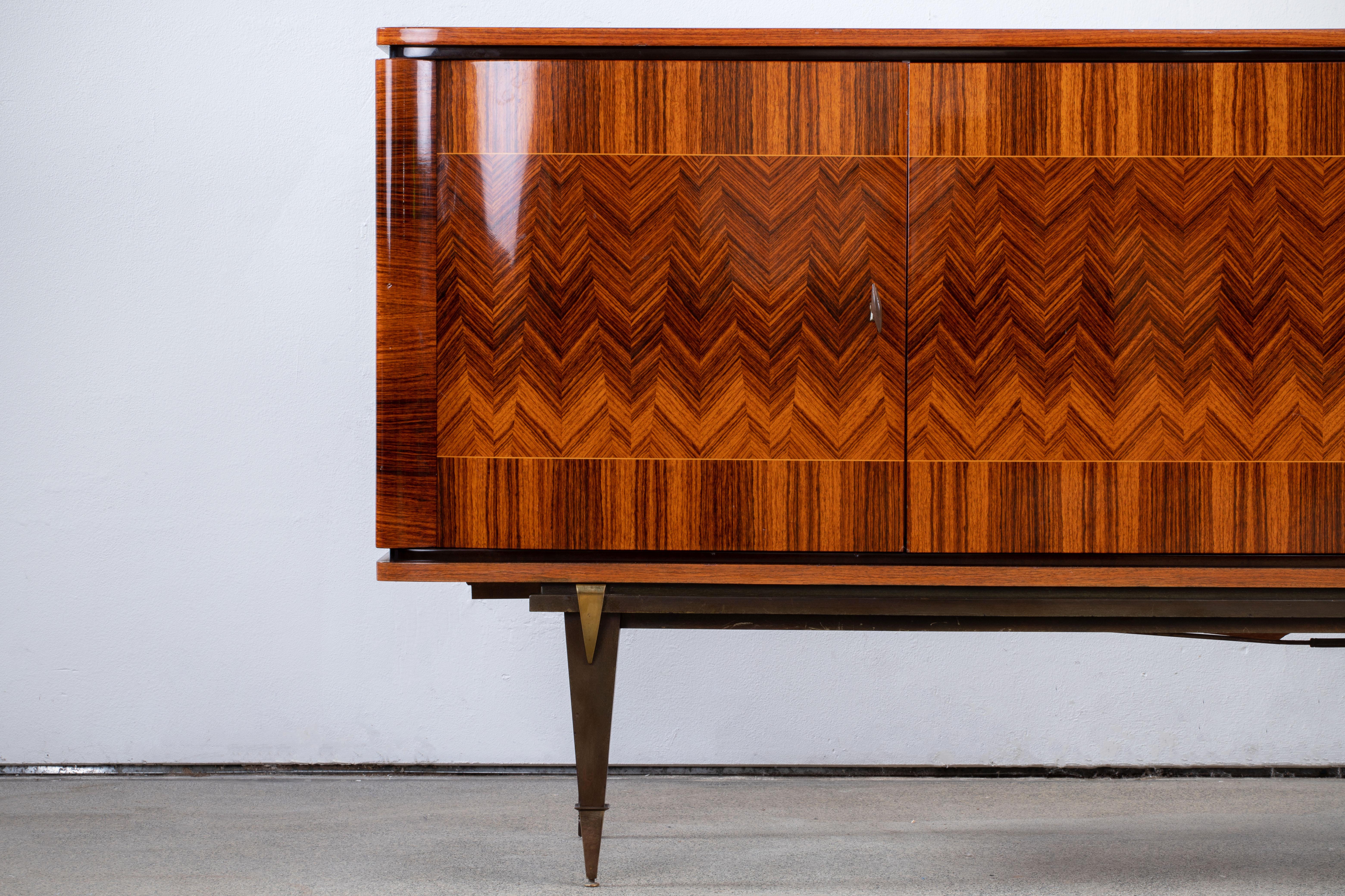 French Large Art Deco Sideboard Macassar, 1940s 5