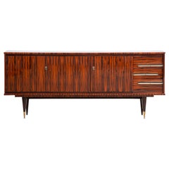 French Large Art Deco Sideboard Macassar, 1940s