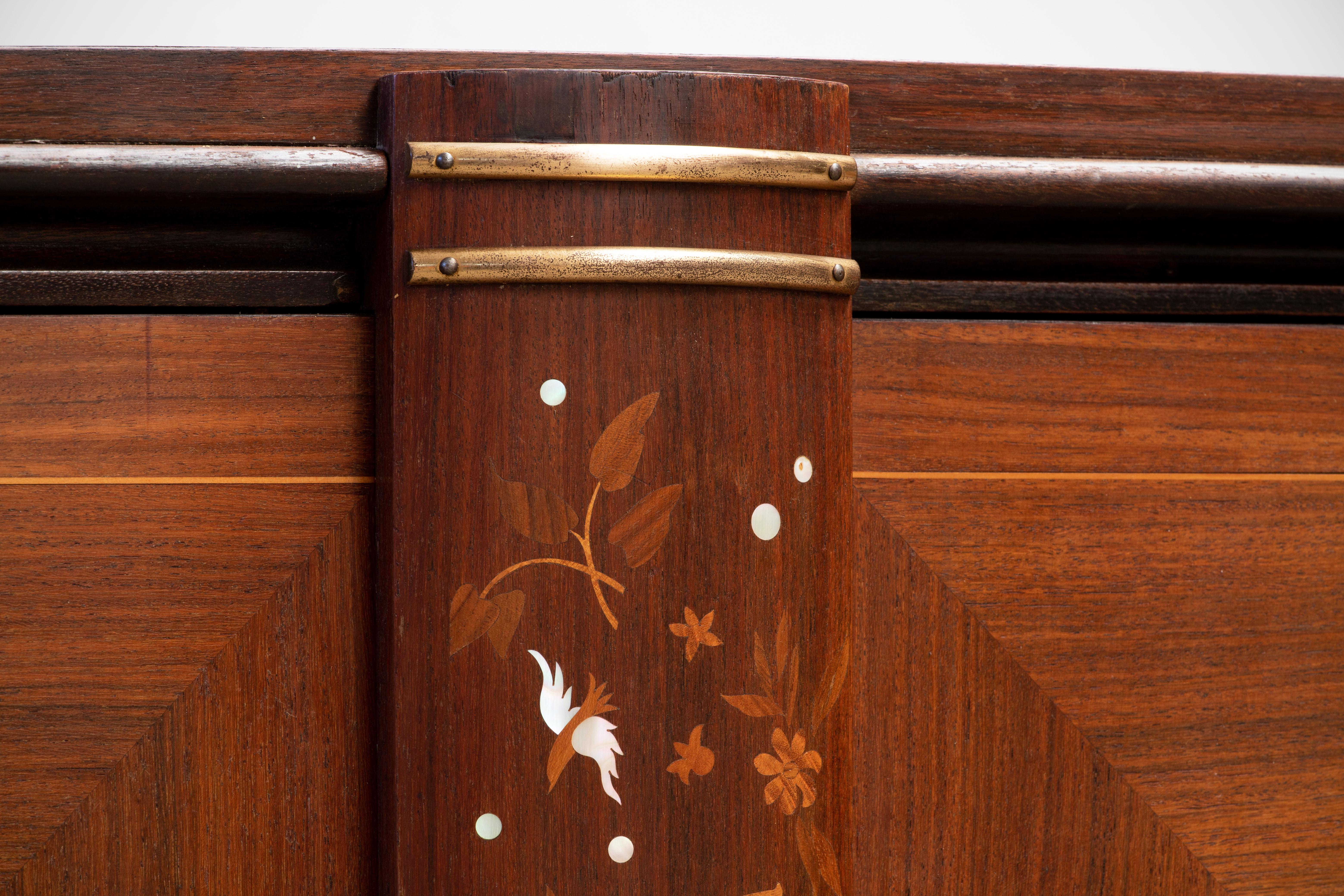 French Large Art Deco Sideboard Mother of Pearl Inlay, 1940s In Good Condition In Wiesbaden, DE