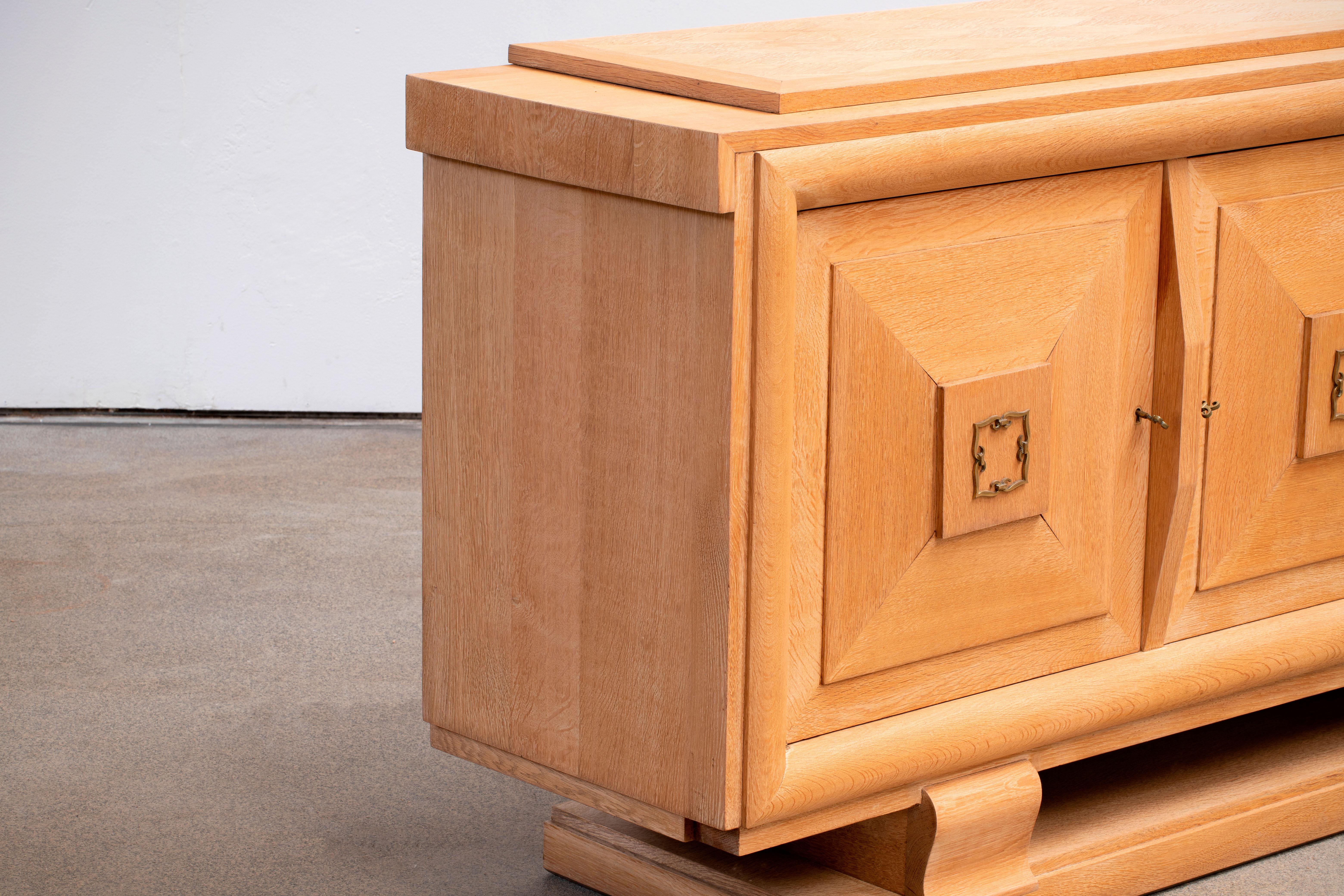 French Large Art Deco Sideboard Oak, Dudouyt, 1940s 5