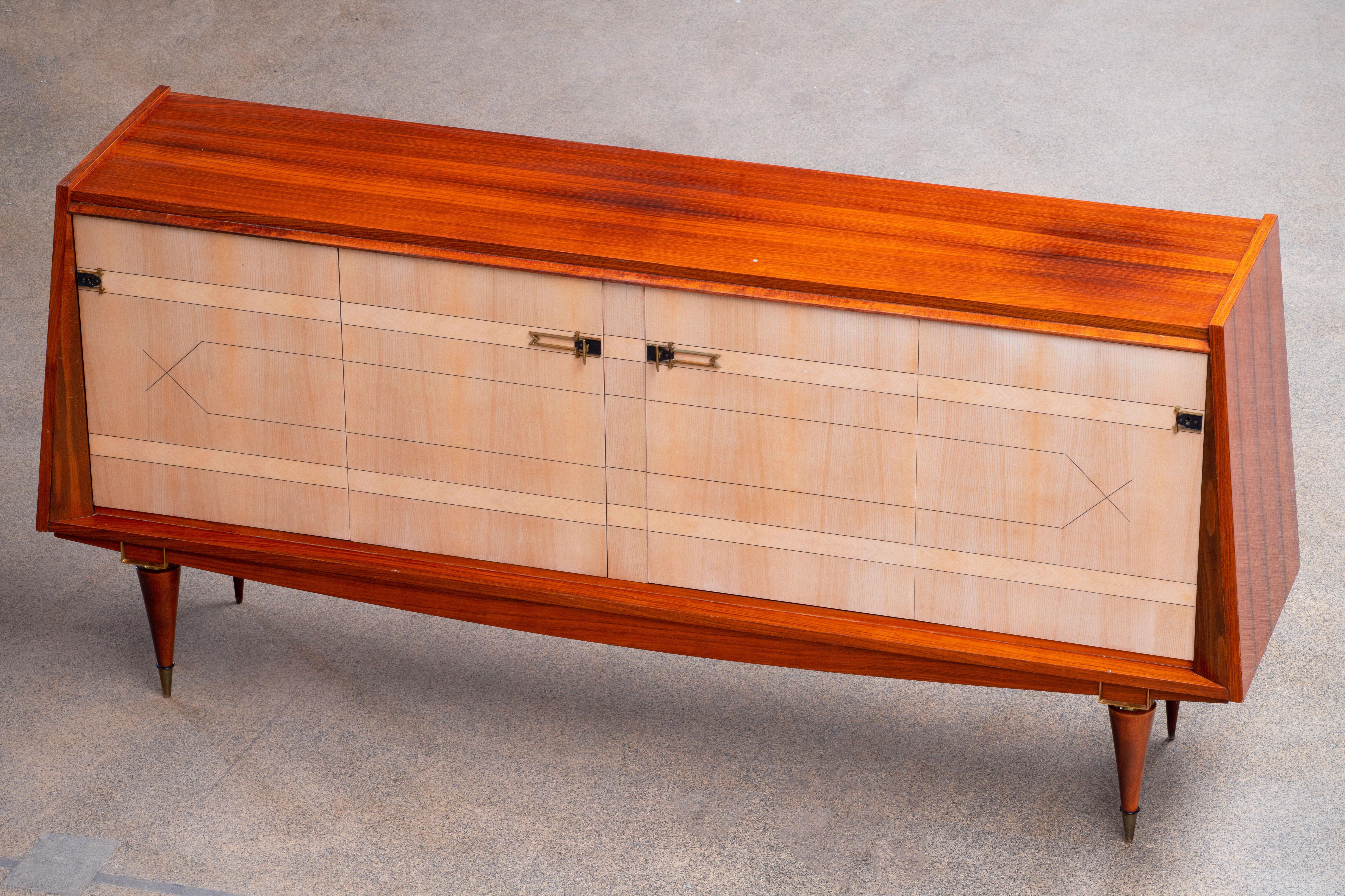 French Large Art Deco Sideboard Maple, 1940s 8