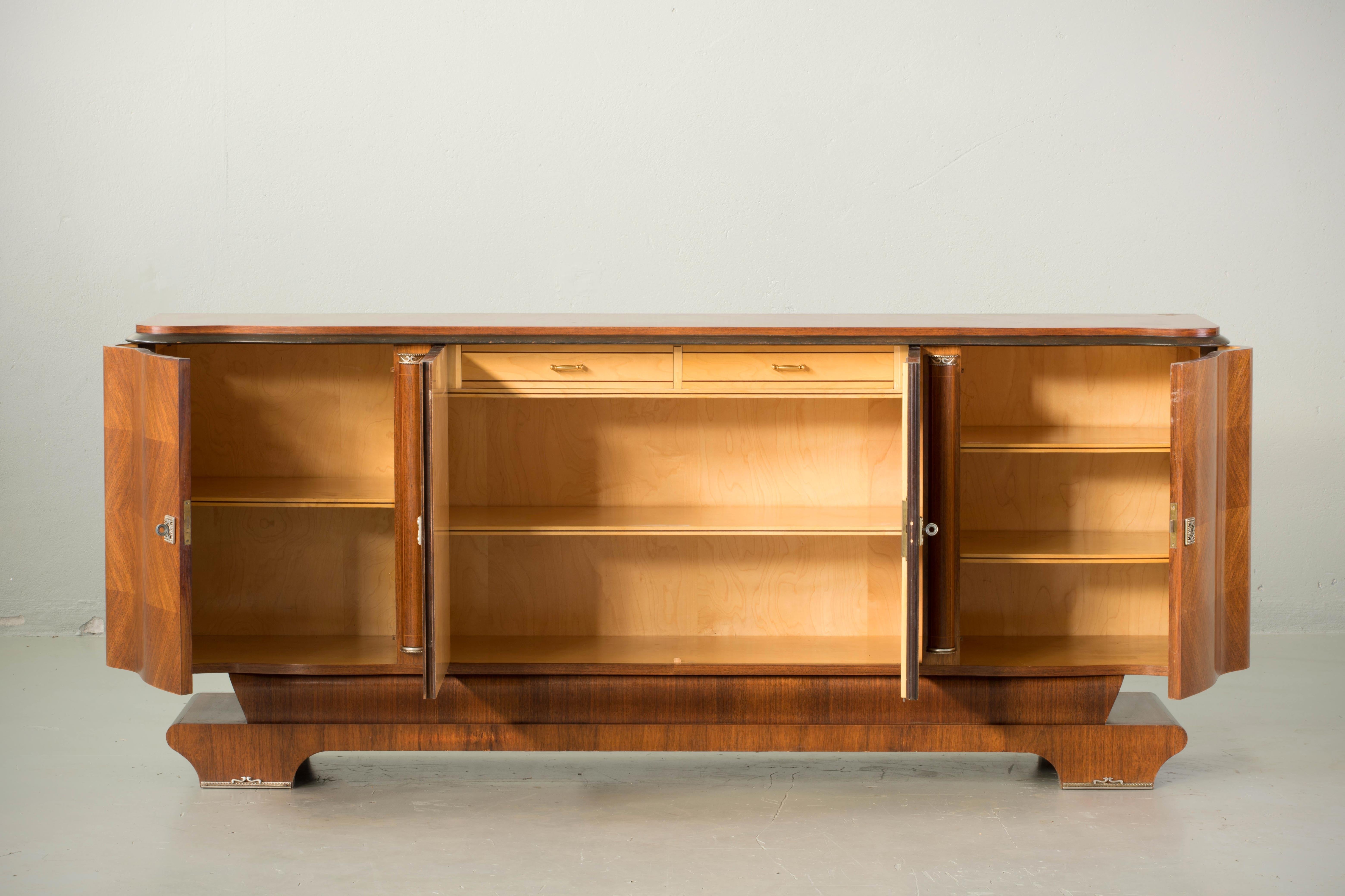 Mid-20th Century French Large Art Deco Sideboard with French Art Marquetry, 1940s