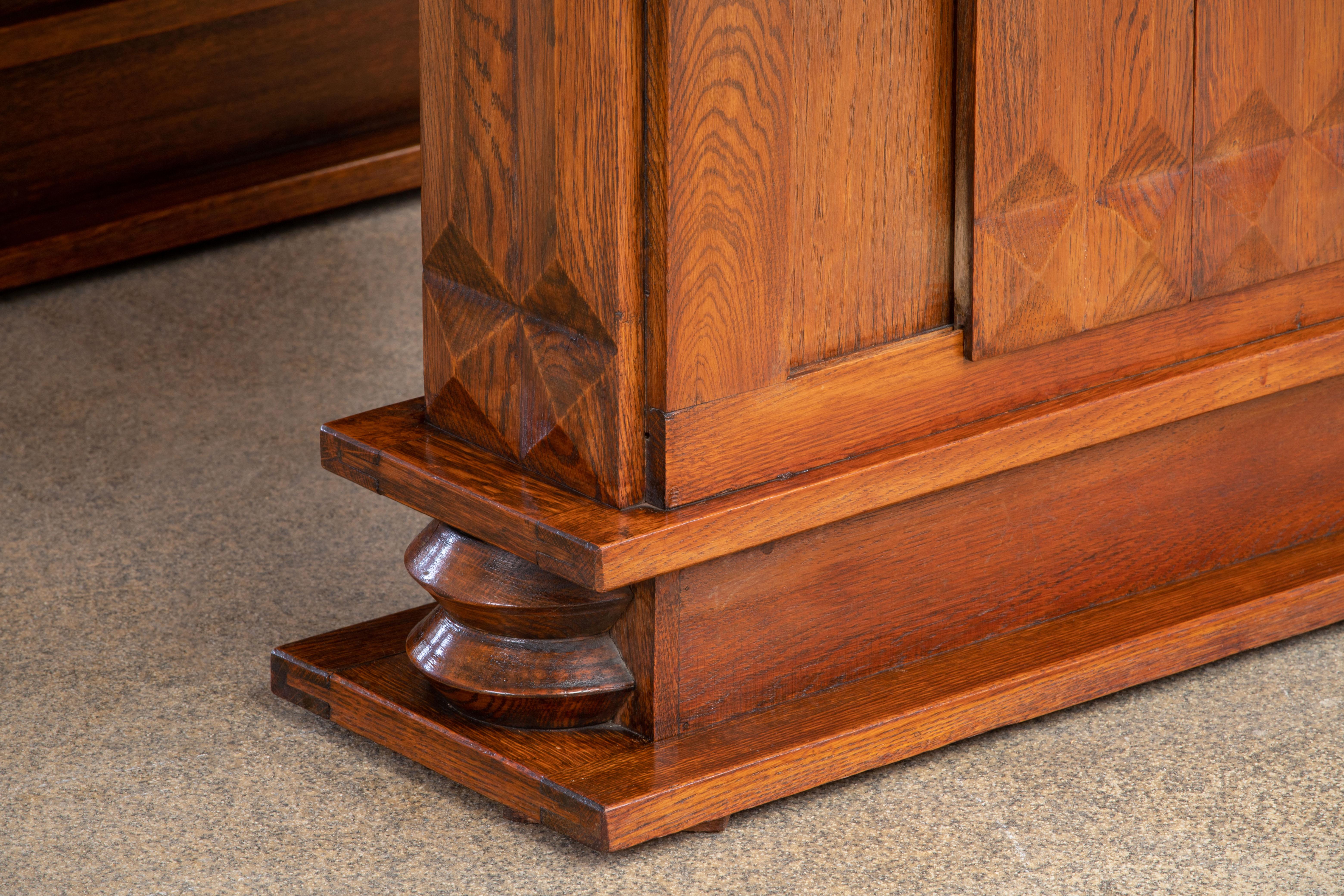 French Large Art Deco Table Oak, Dudouyt, 1940s For Sale 13