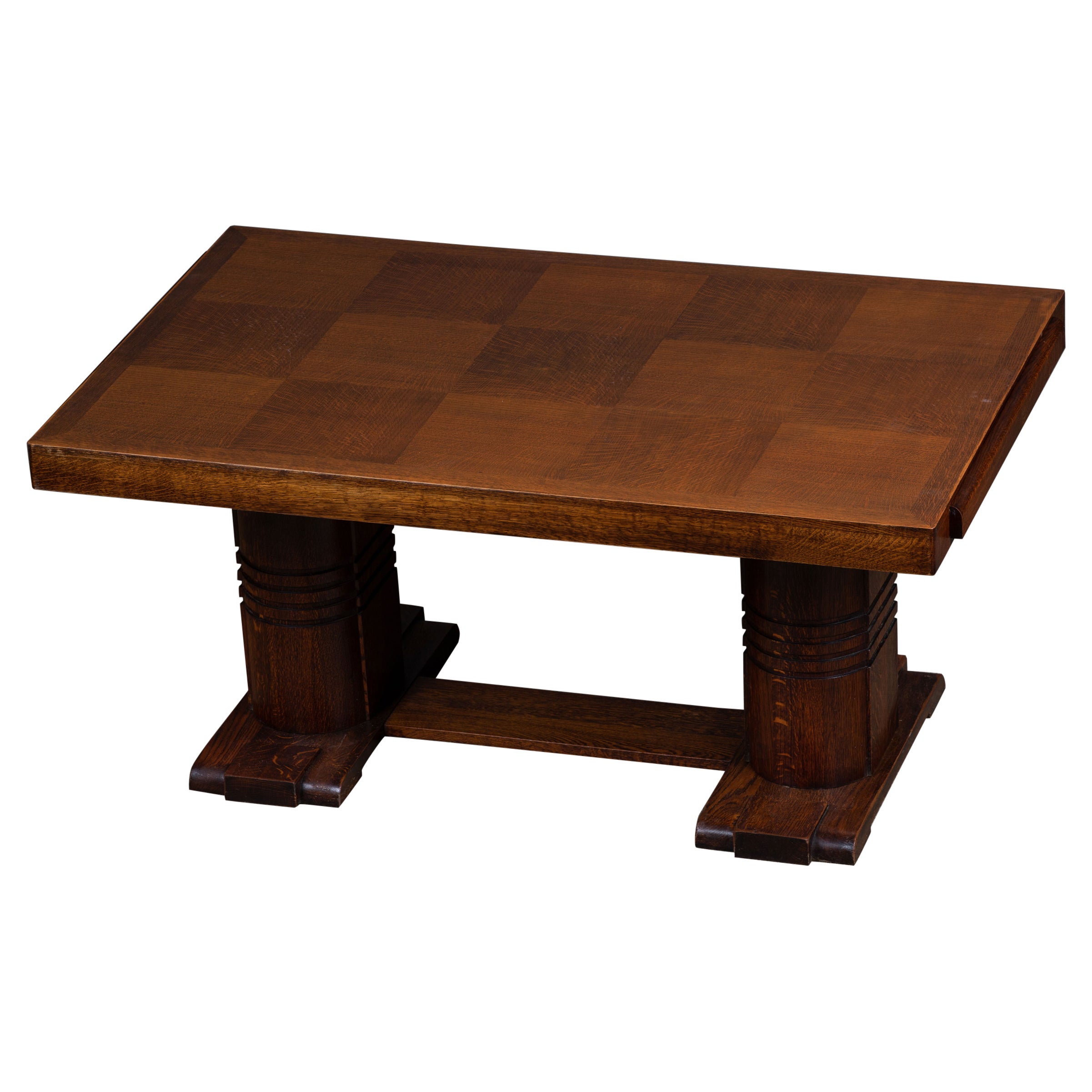 Grande tavolo francese Art Deco Oak, Dudouyt, anni '40
