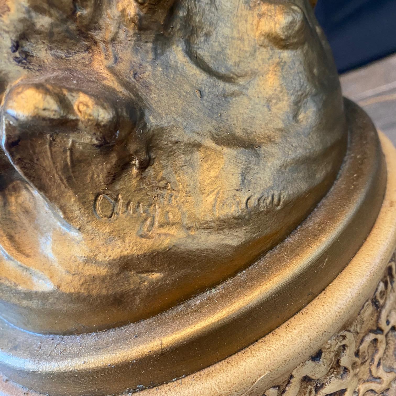 French Large Art Nouveau Figural Table Lamp Signed Auguste Moreau For Sale 4