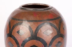French Large Art Nouveau Silver Overlay Copper Vase Signed Dubois