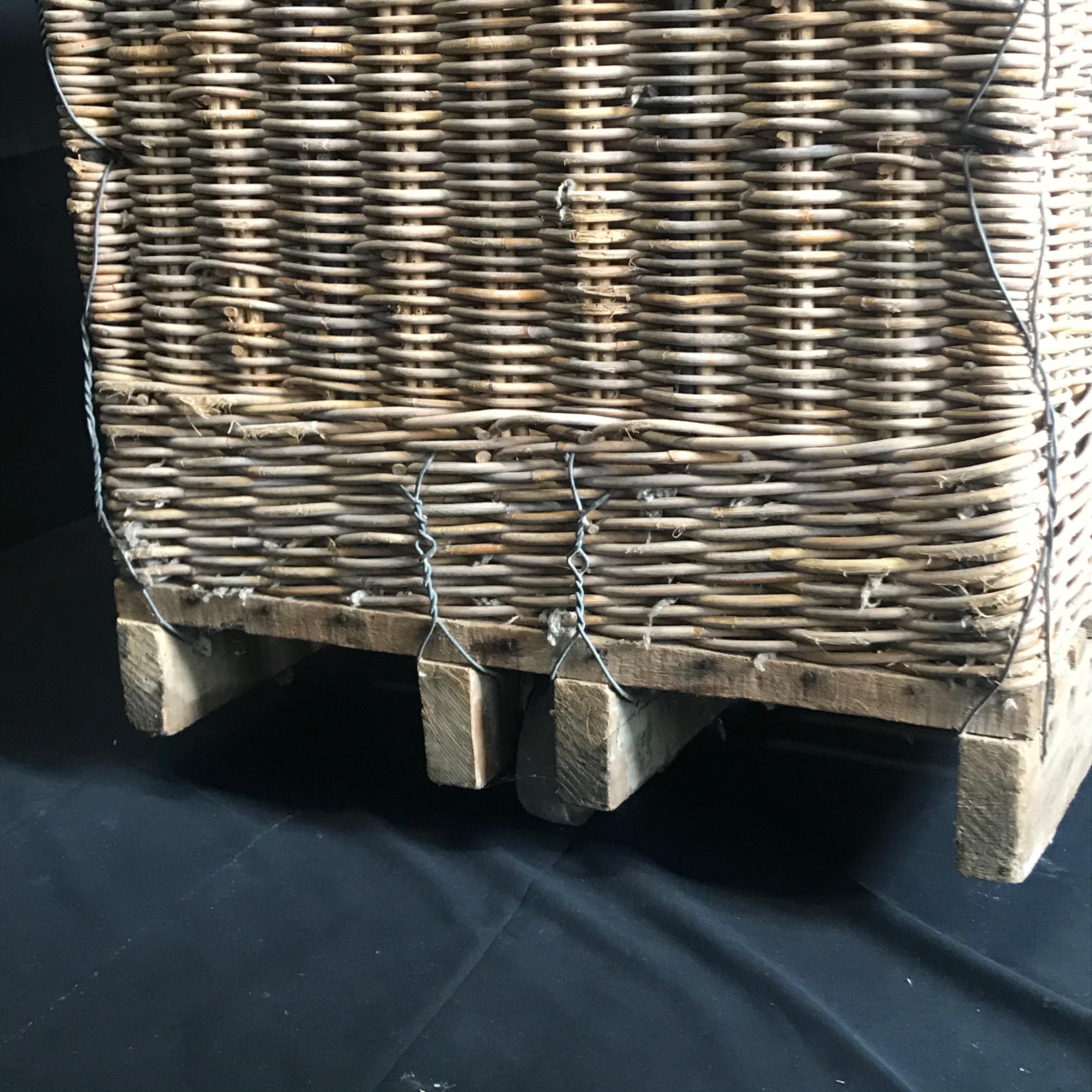 French Large Boulangerie Industrial Woven Cart Basket on Wheels 1