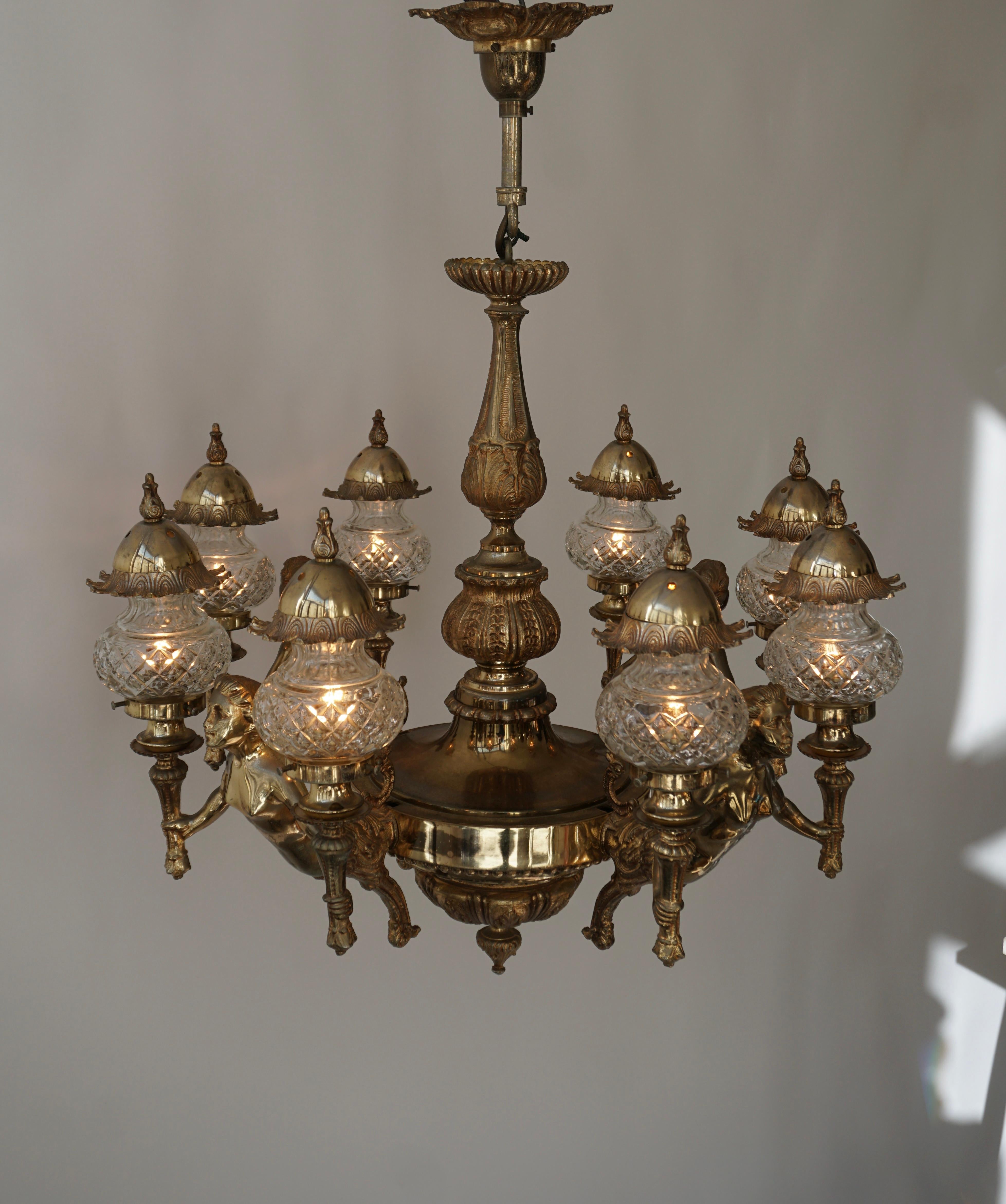 French Large Bronze Chandelier with Angels Holding Double Torches 4