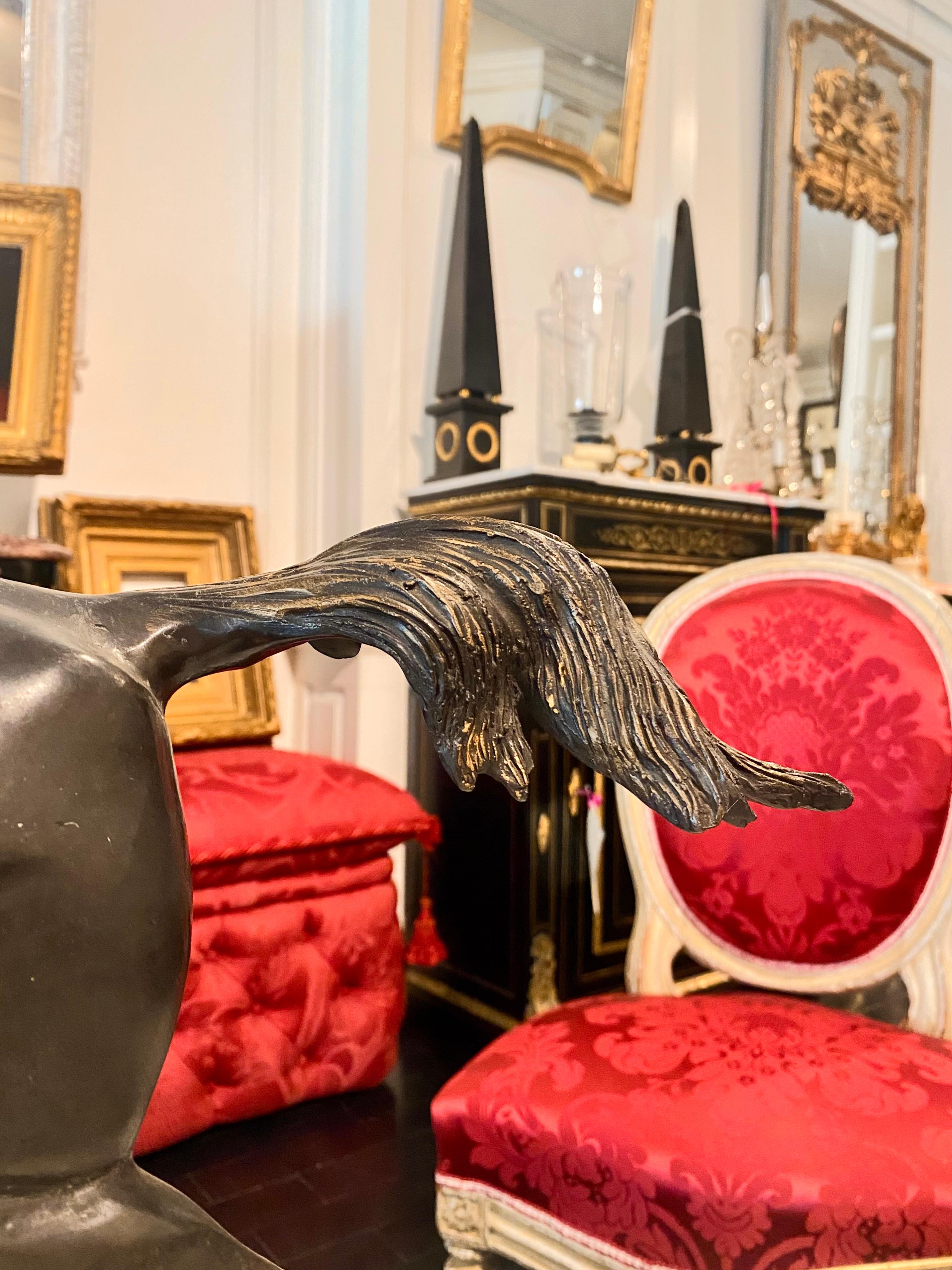 French Large Bronze Horse Sculpture on Bronze Base in vendita 2