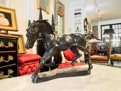 Scultura di cavallo francese in bronzo di grandi dimensioni su base in bronzo