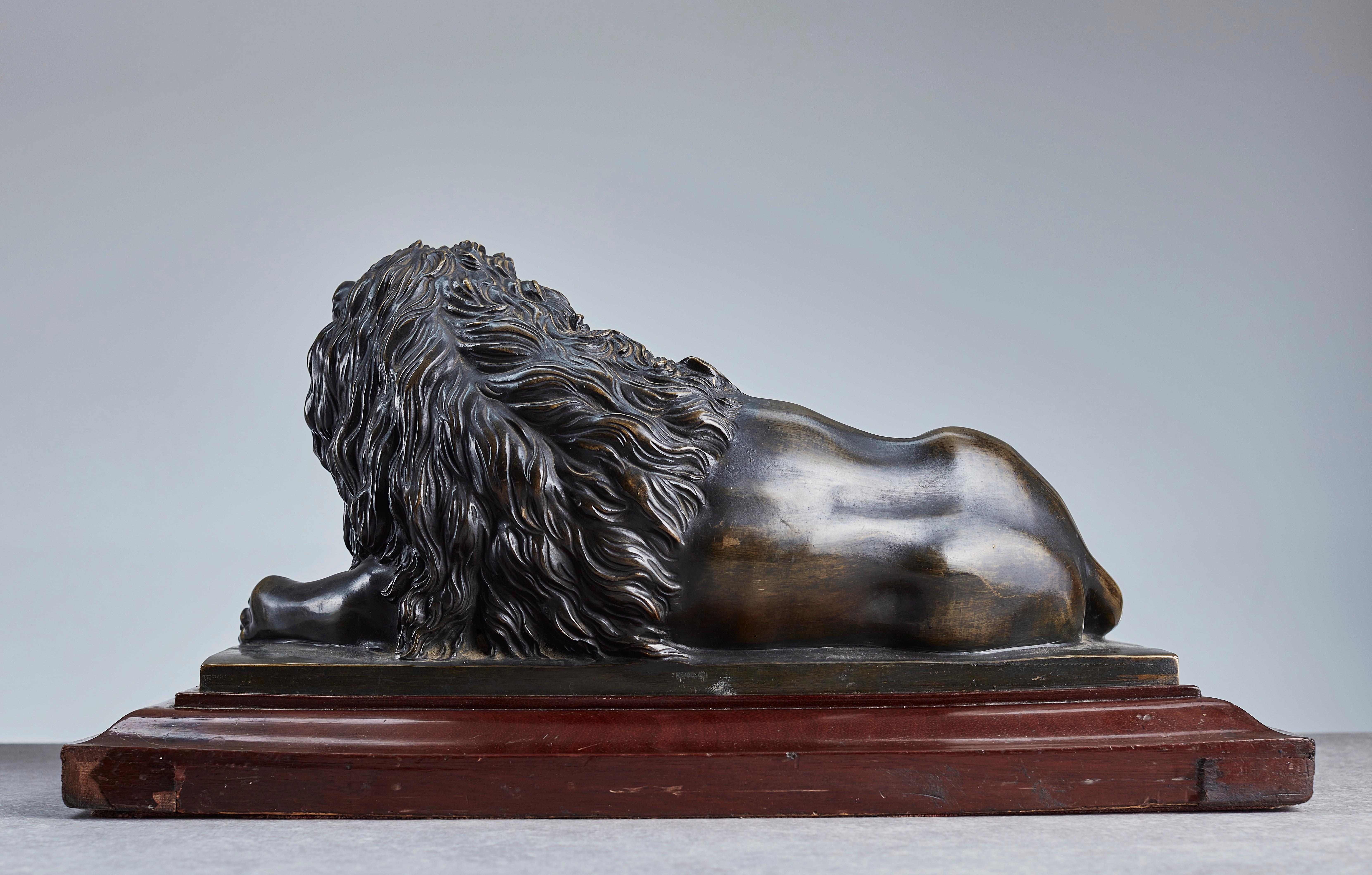 Patinated French large Bronze of a Lion after Claude Michel Clodion, 19th century For Sale
