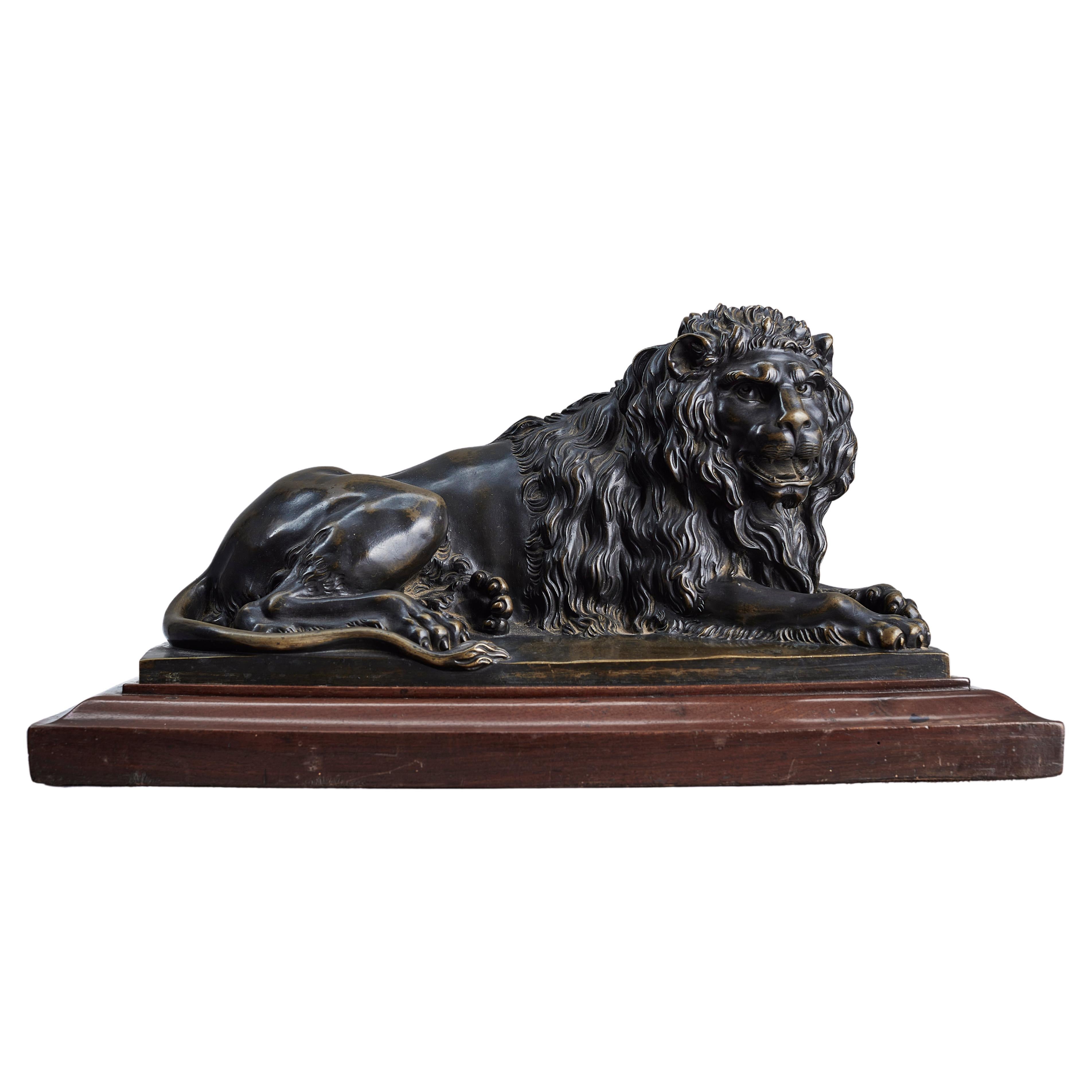 French large Bronze of a Lion after Claude Michel Clodion, 19th century For Sale