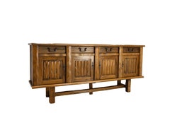 French Large Elm Buffet Four Doors Olavi Hanninen & Aranjou, circa 1970