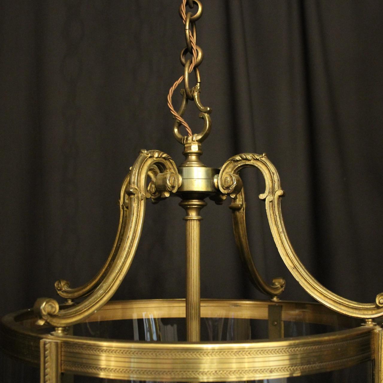 Gilt French Large Gilded Bronze 6-Light Convex Antique Lantern