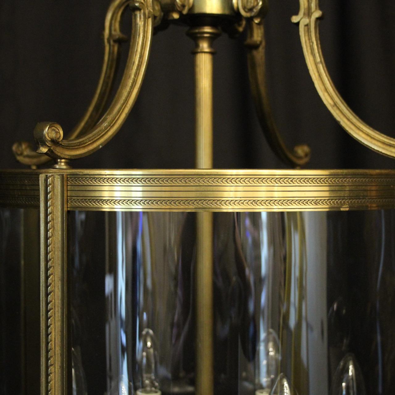 20th Century French Large Gilded Bronze 6-Light Convex Antique Lantern