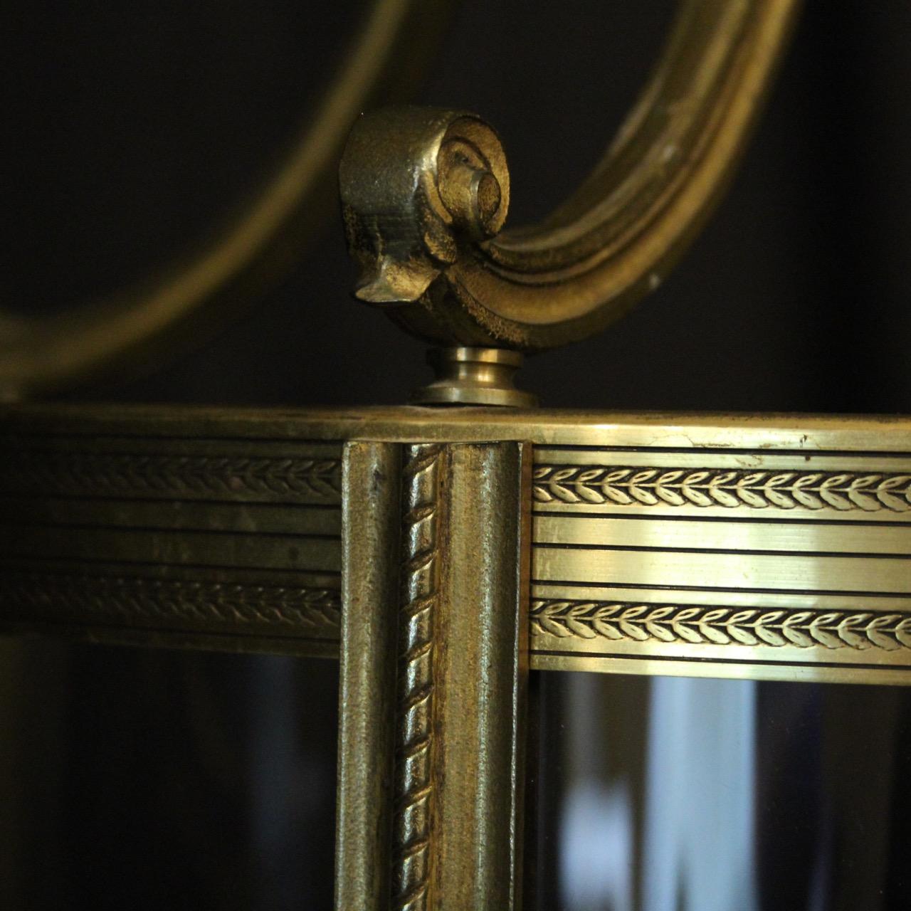 French Large Gilded Bronze 6-Light Convex Antique Lantern 1