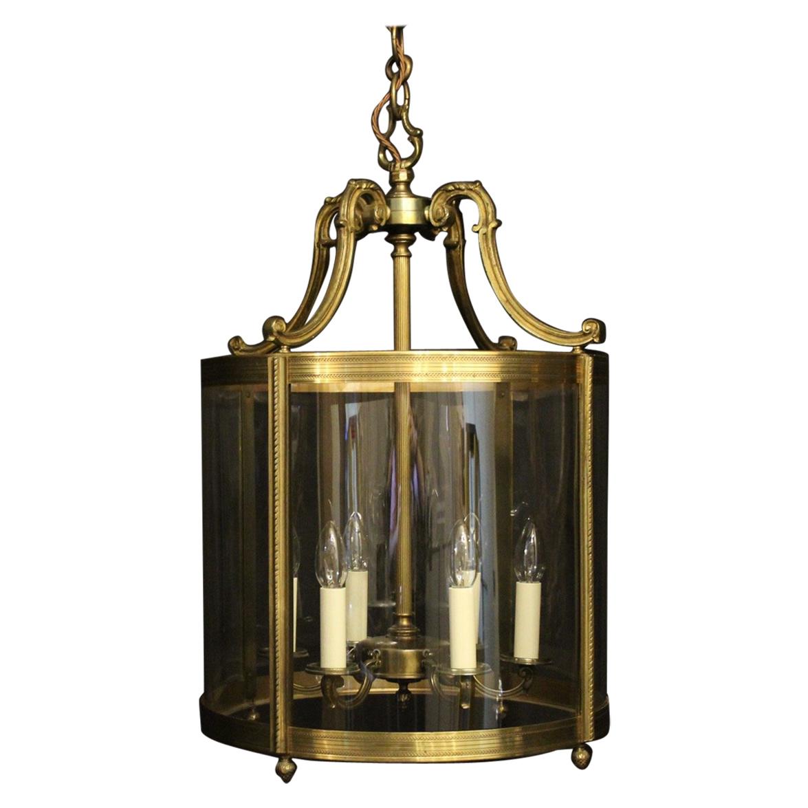 French Large Gilded Bronze 6-Light Convex Antique Lantern
