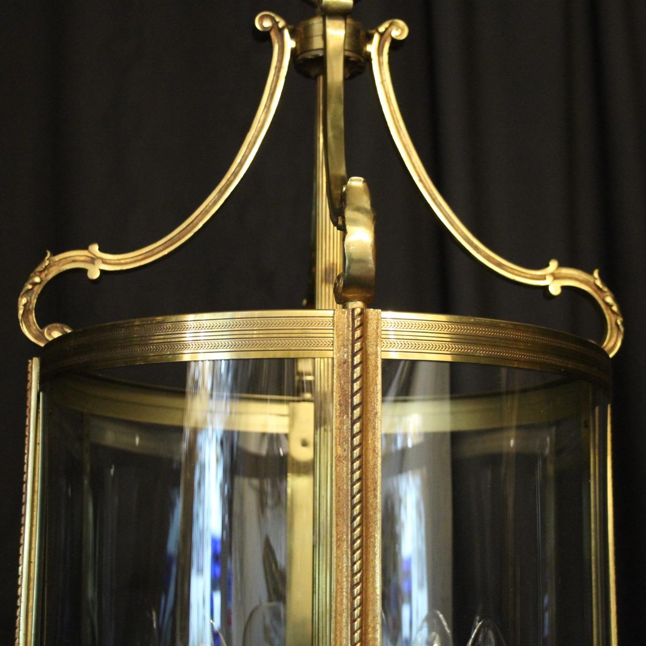 Gilt French Large Gilded Bronze Convex Antique Hall Lantern