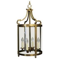 French Large Gilded Bronze Convex Antique Hall Lantern