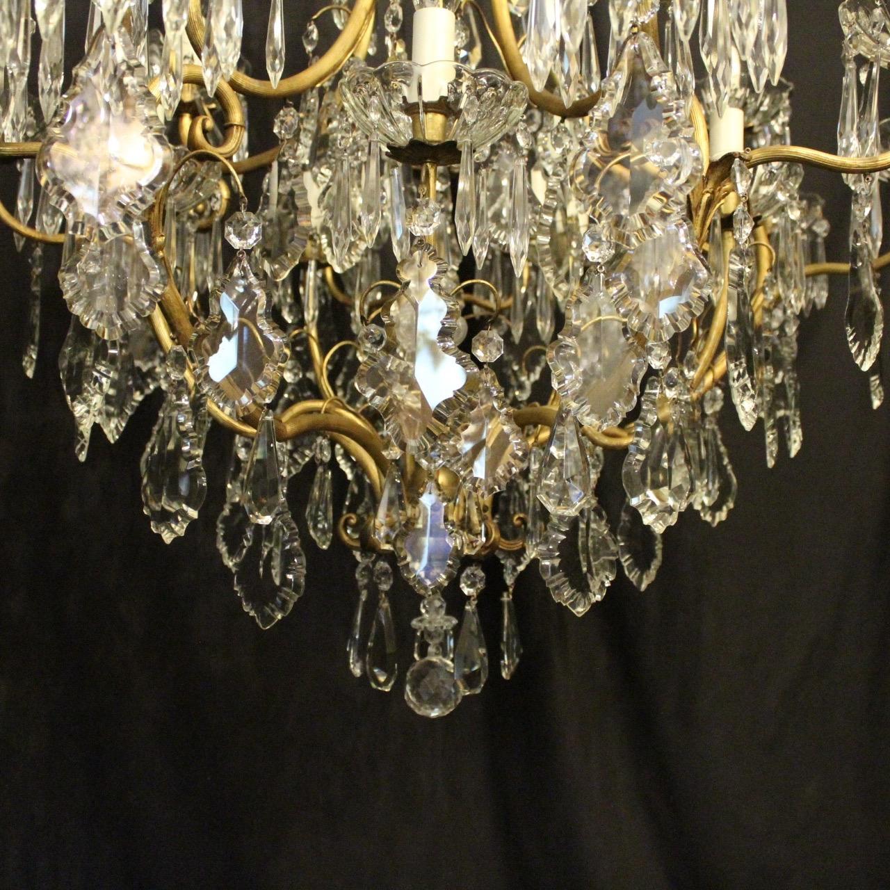 French Large Gilded and Crystal 21 Light Birdcage Antique Chandelier For Sale 2