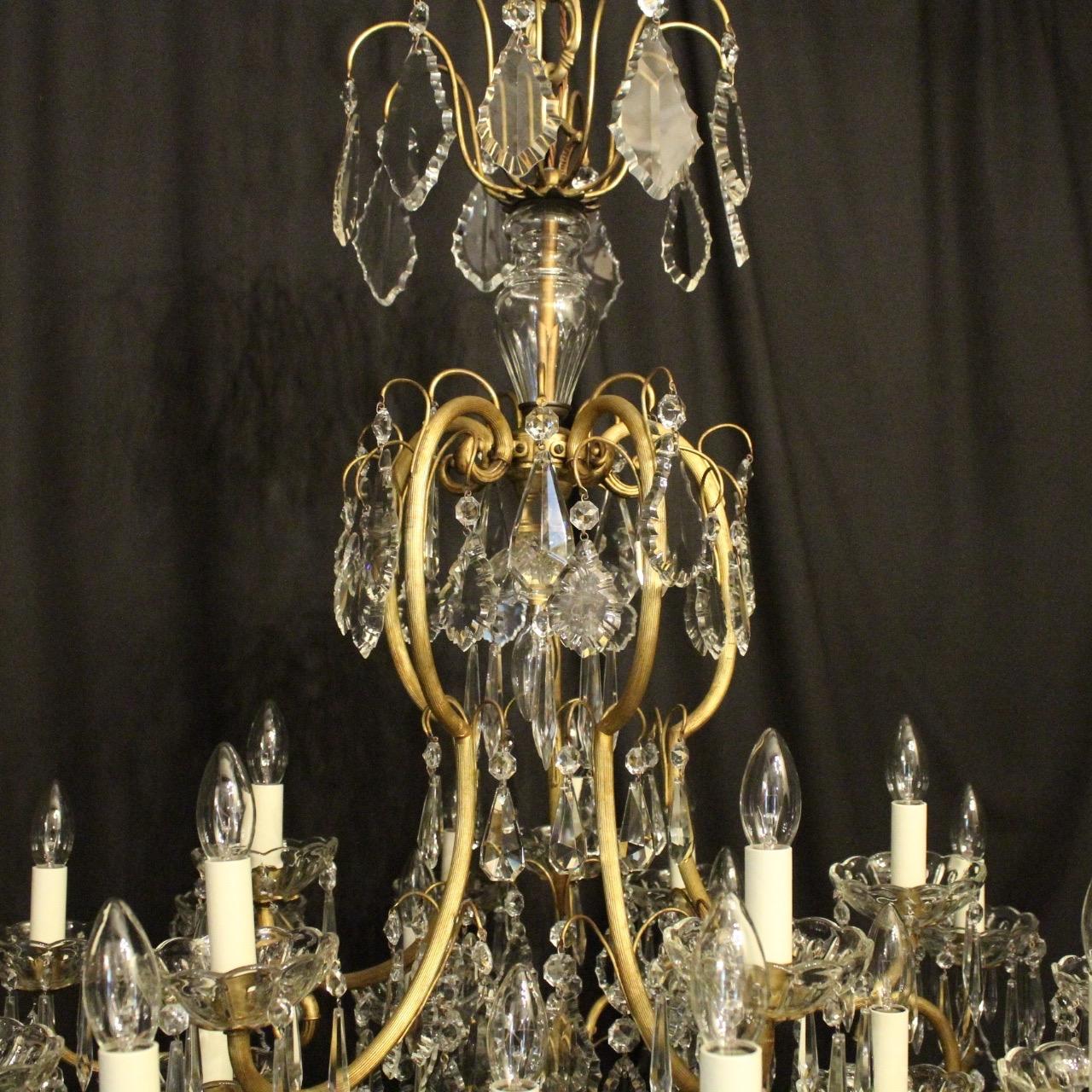 Gilt French Large Gilded and Crystal 21 Light Birdcage Antique Chandelier For Sale