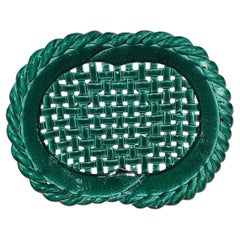 Grand bol ou panier en majolique verte de Vallauris circa 1950