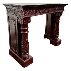 French Large Louis Style Mahogany Highly Carved Fire Place Mantle