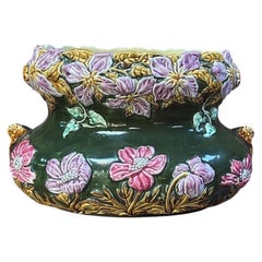 Jardinière francese a fiori in maiolica di grandi dimensioni del 1880 circa
