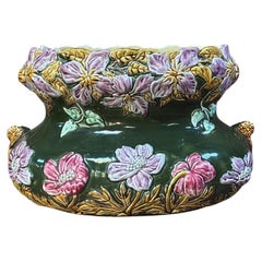 Jardinière francese a fiori in maiolica di grandi dimensioni del 1880 circa