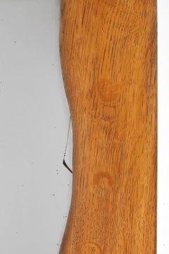 French Large Mid Century 1960s Freeform Oak Framed Floor Mirror
