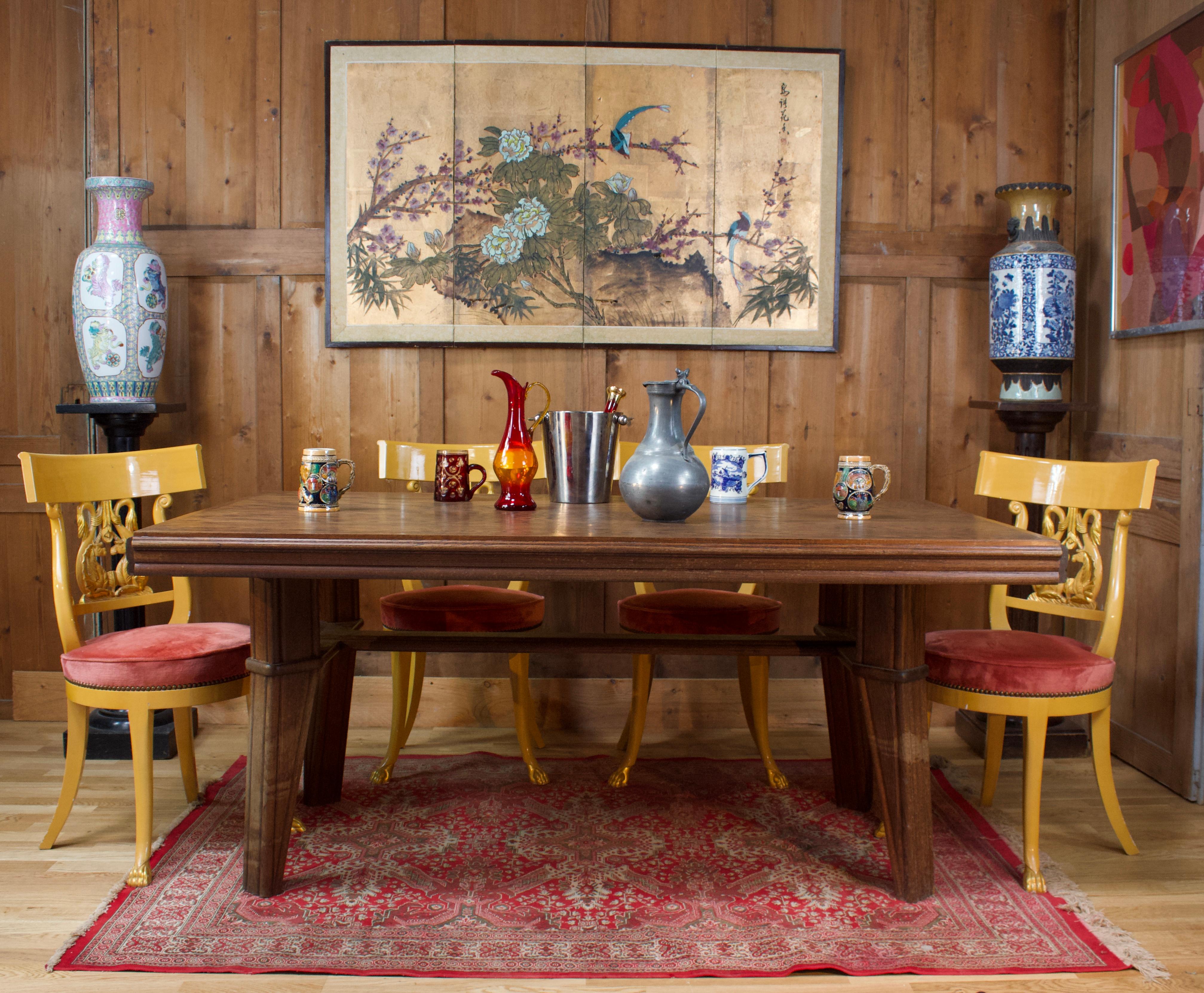 Bois Grande table de salle à manger française en chêne - Design - Art Déco - France en vente