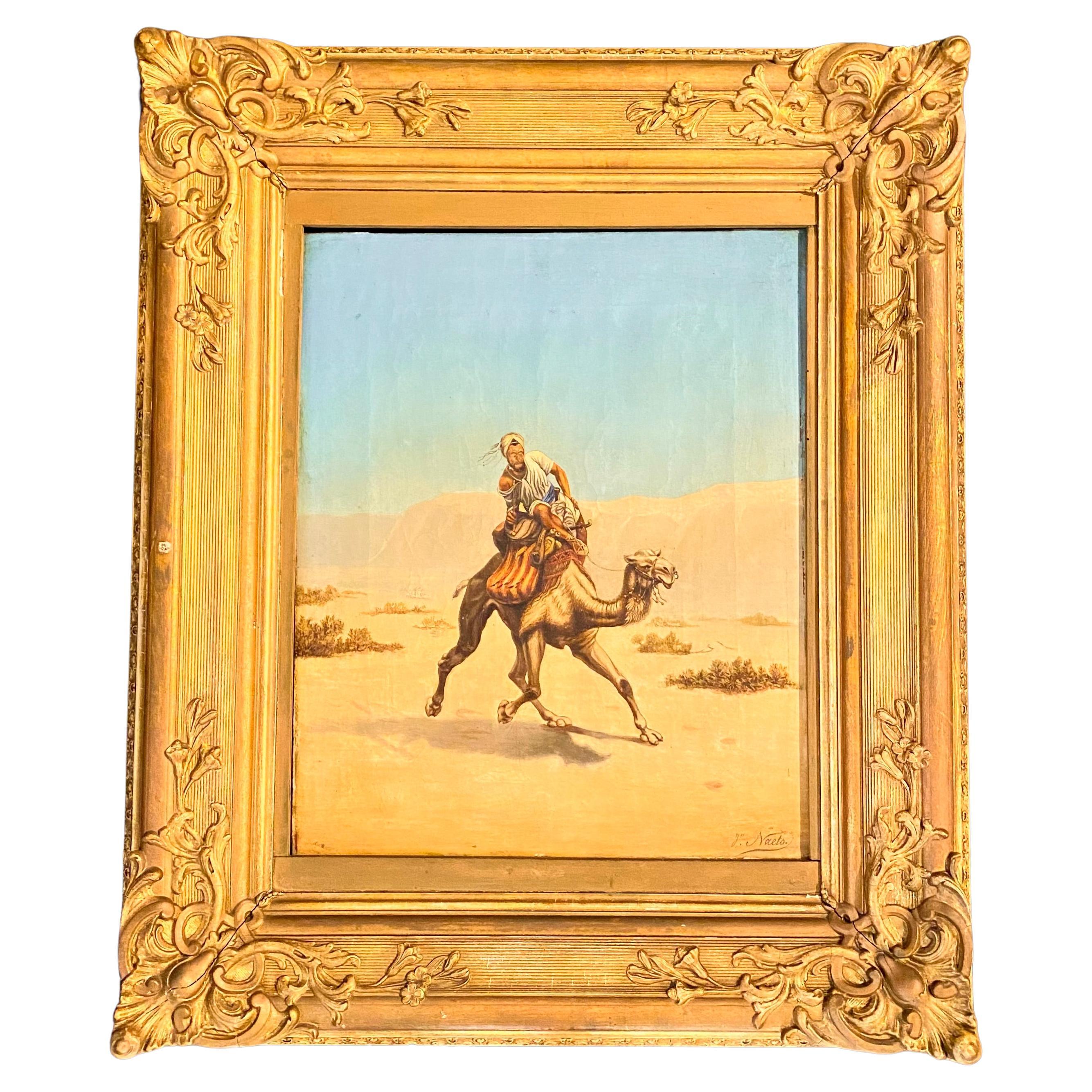 French Large Orientalist Painting, Signed "JH Naets", Oil on Canvas