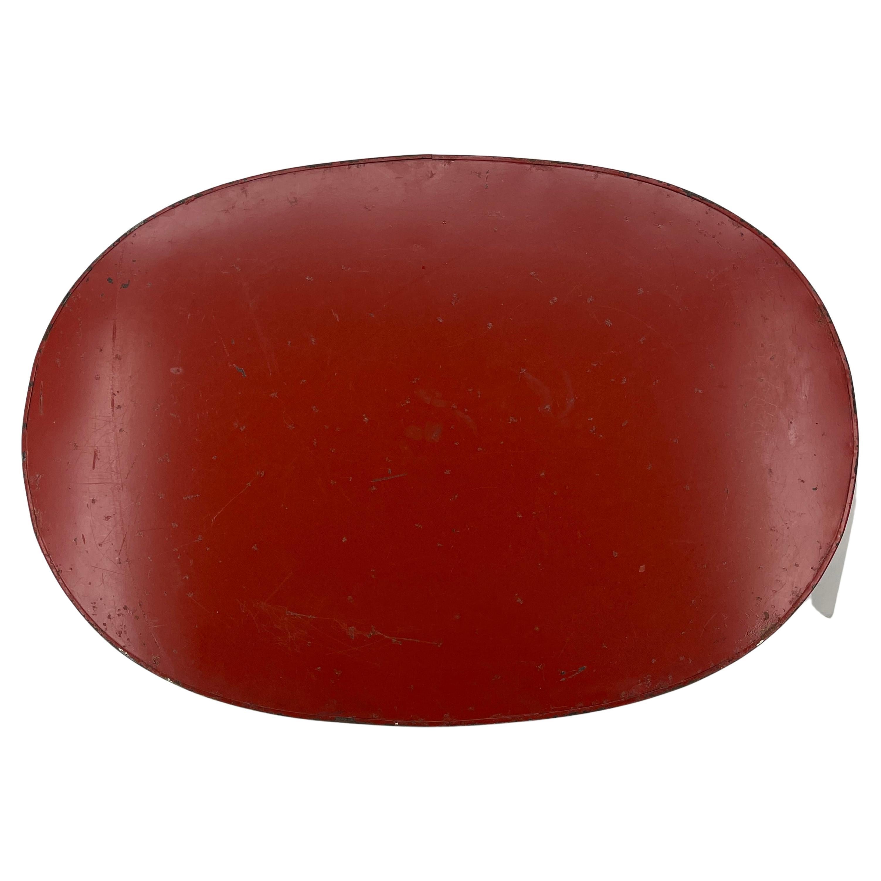 French, Large Oval Red and Gold Leaf Painted Tole Tray 9