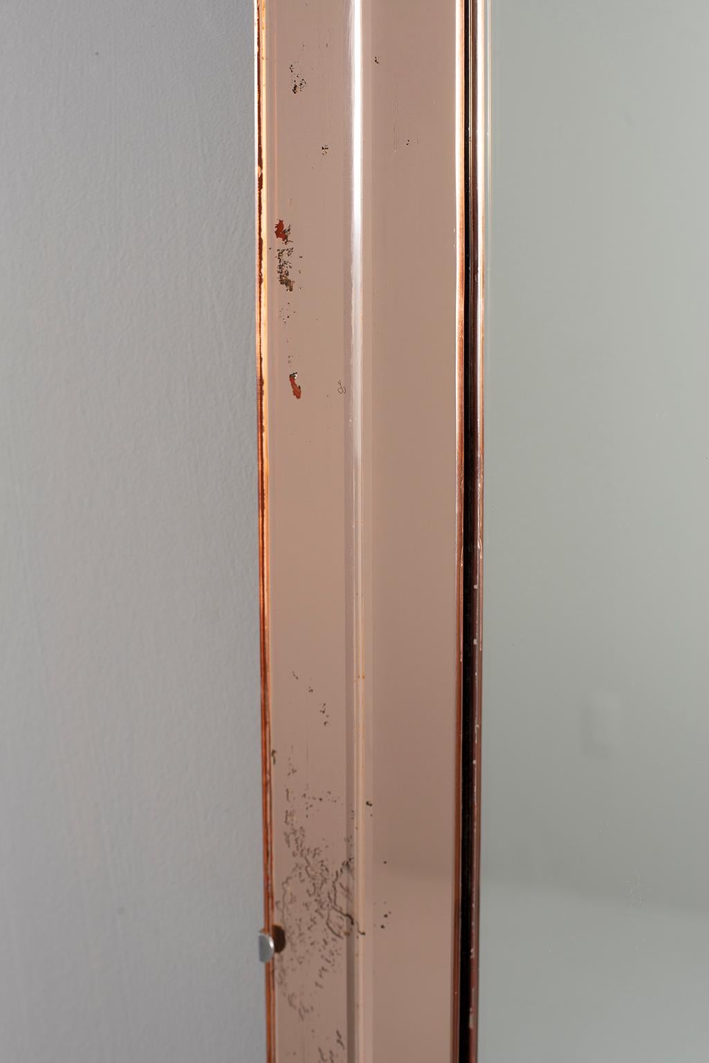 Art Deco French Large Pale Peach Color Venetian Style Mirror