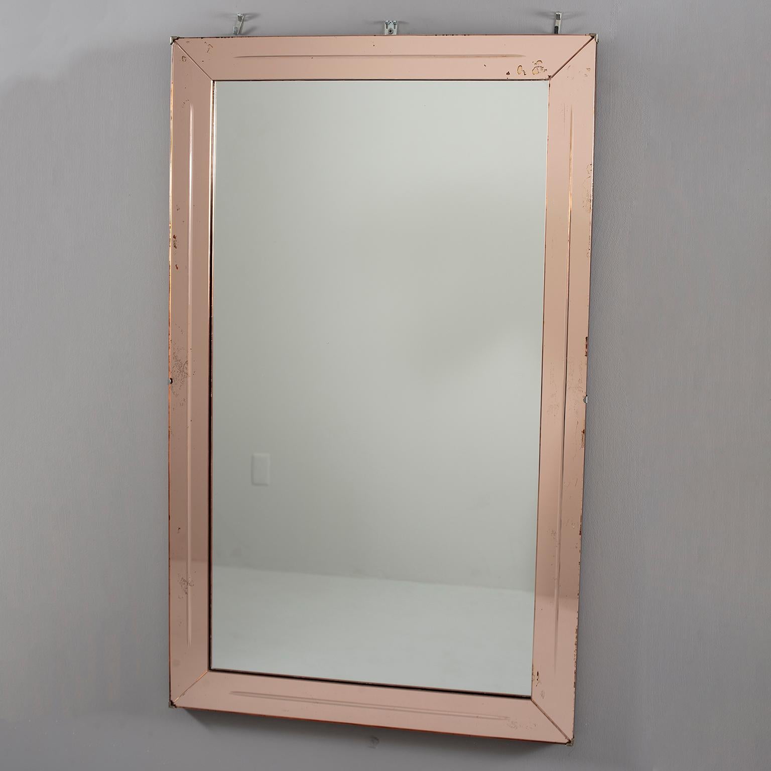 French Large Pale Peach Color Venetian Style Mirror 1