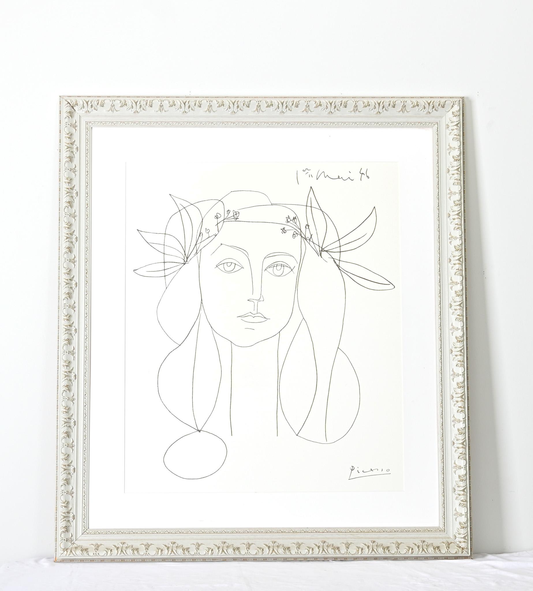 Modern French Large Picasso Reproduction Framed Print For Sale