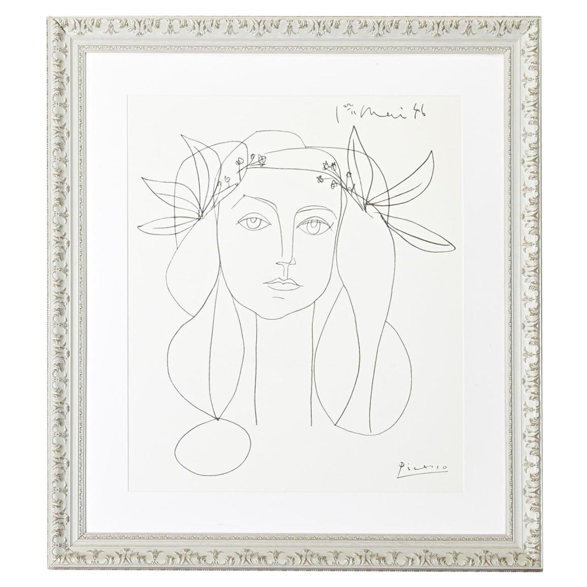 French Large Picasso Reproduction Framed Print For Sale