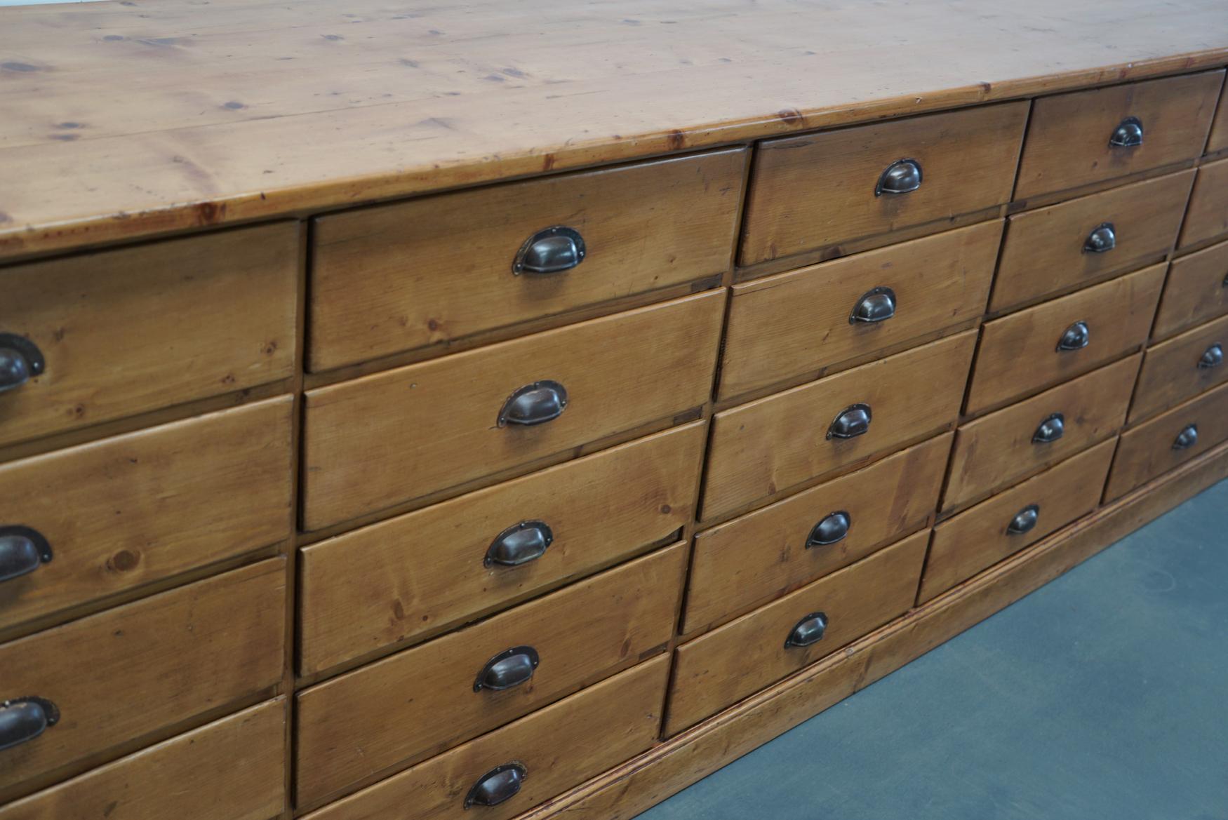 French Large Pine Apothecary Cabinet, 1930s 10