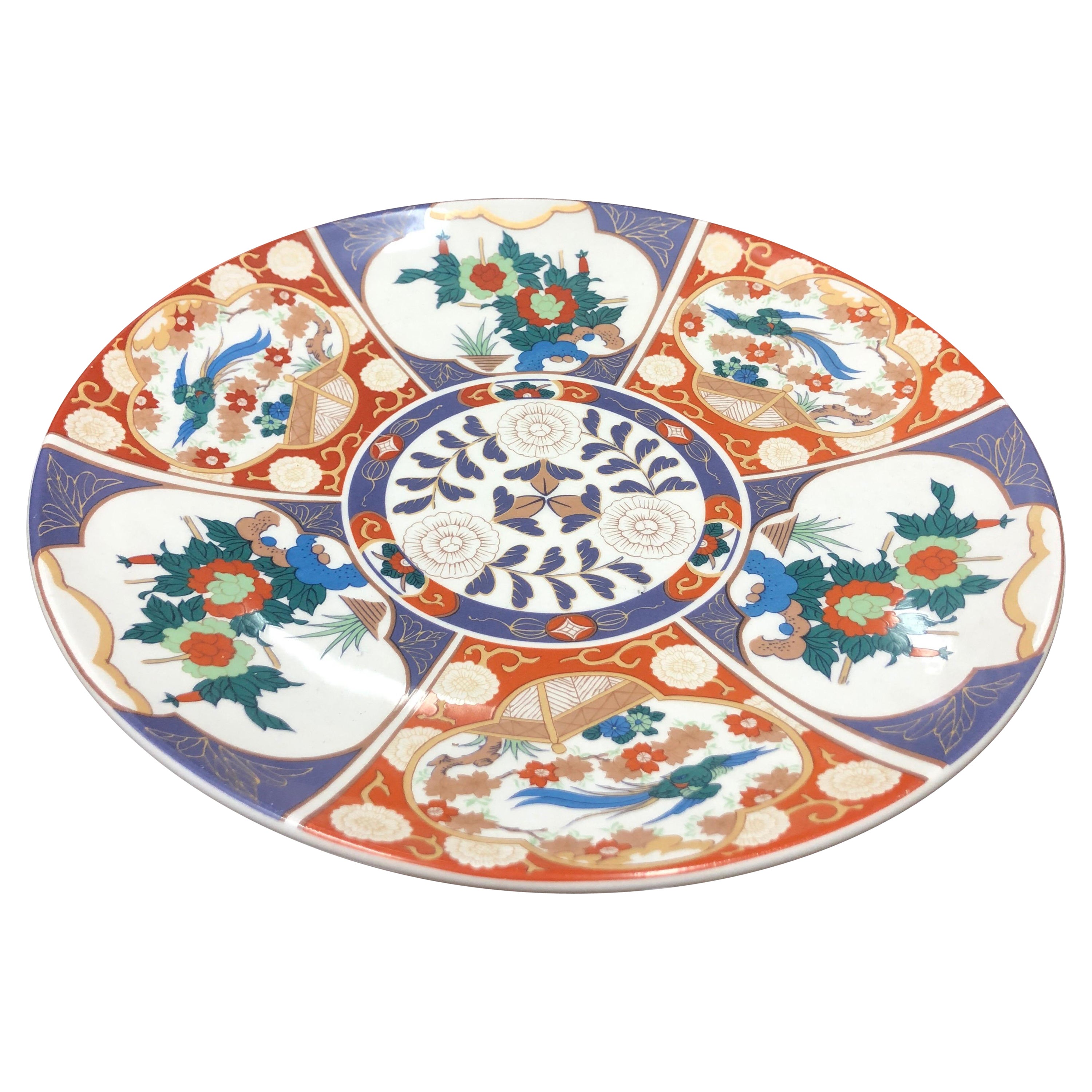 Grande assiette ronde en céramique colorée française en vente