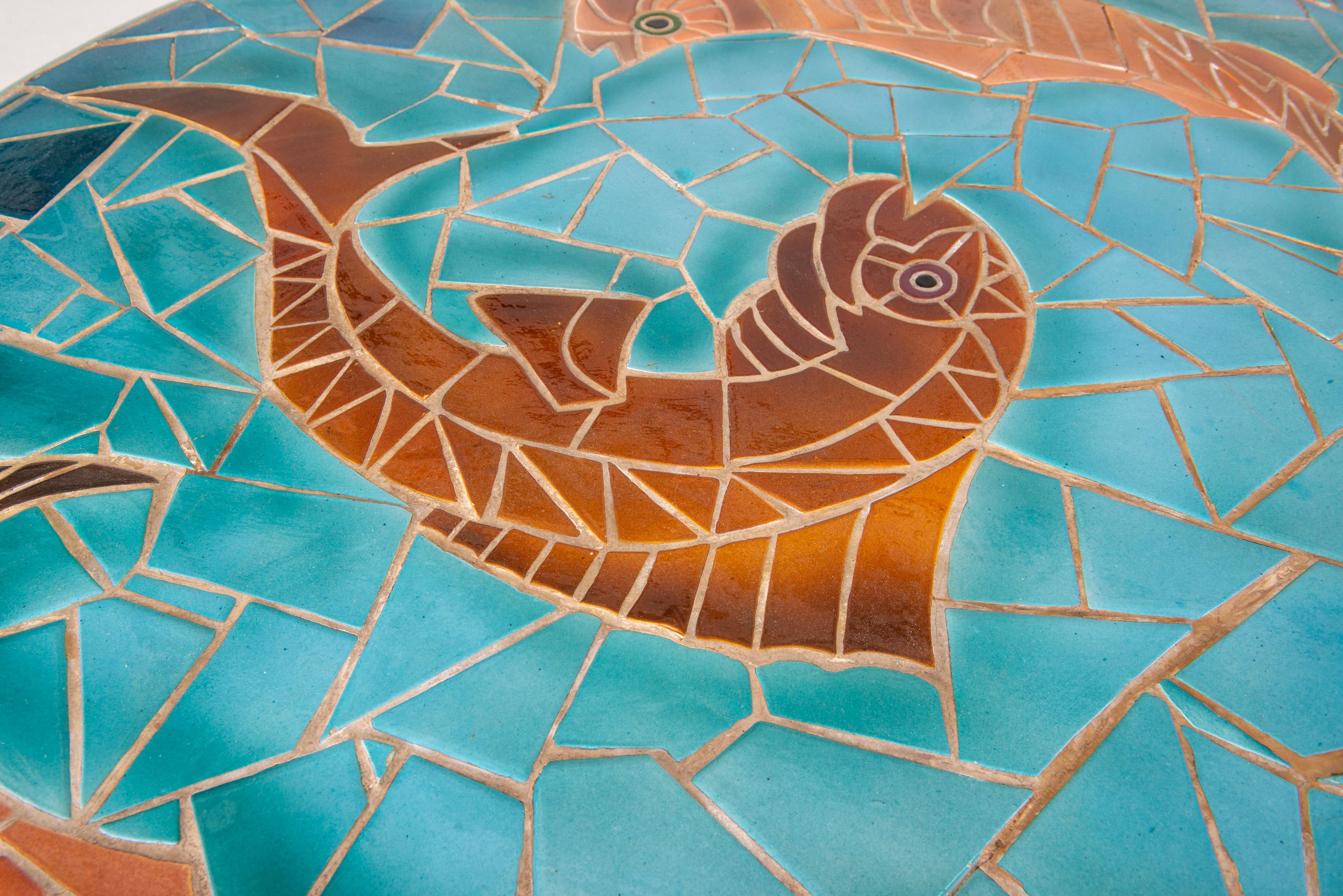 Mesa francesa de azulejos de pescado a gran escala, Vallauris en venta 7