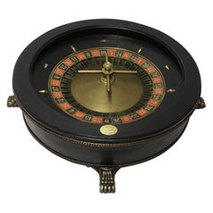Antique French Large Scale Roulette Wheel with Carrying Handles Raised on Clawed Feet