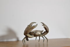 French Large Silvered Brass Crab, Mid 20th Century