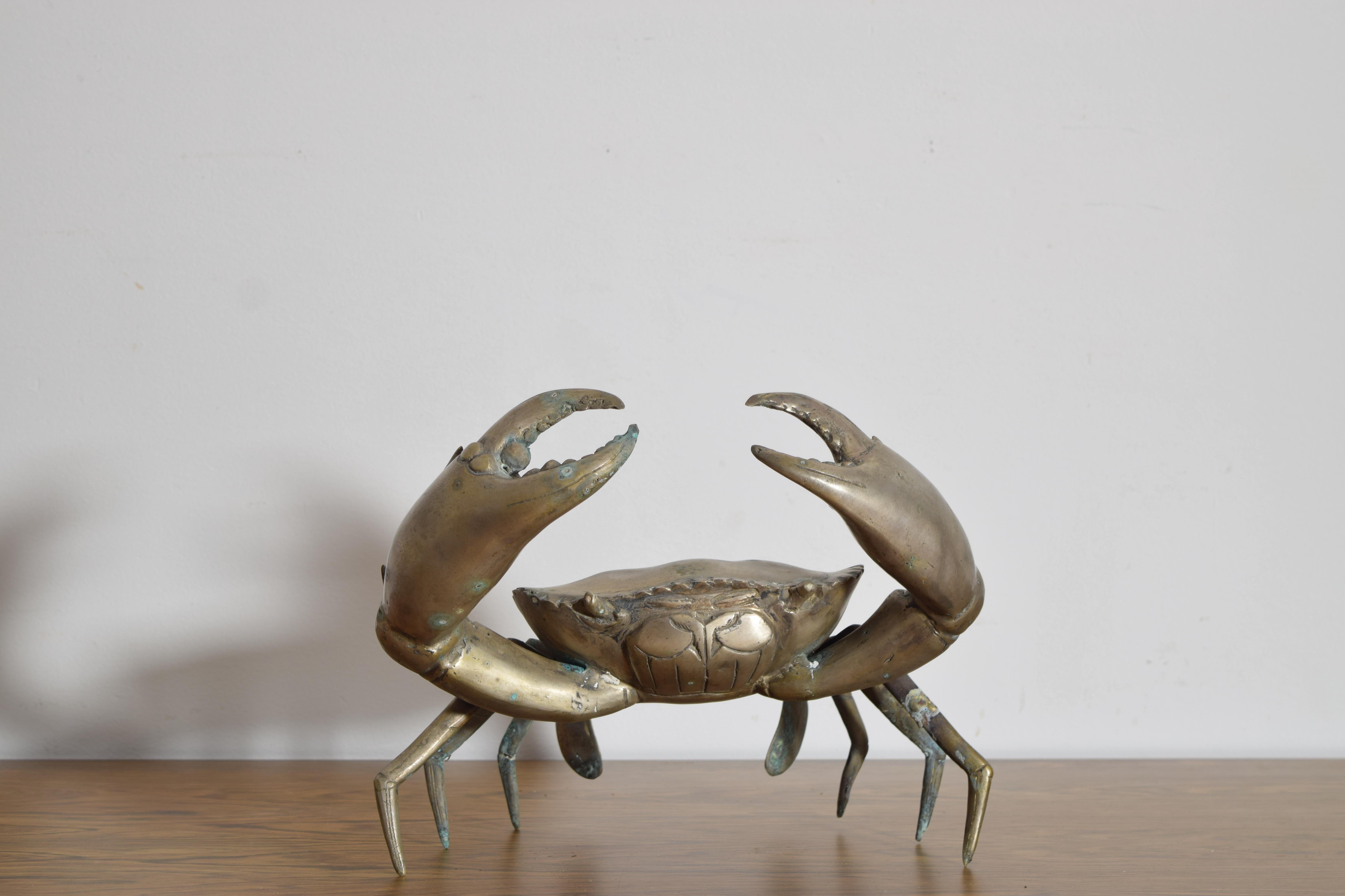 Français Grand crabe français en laiton argenté, milieu du 20e siècle en vente