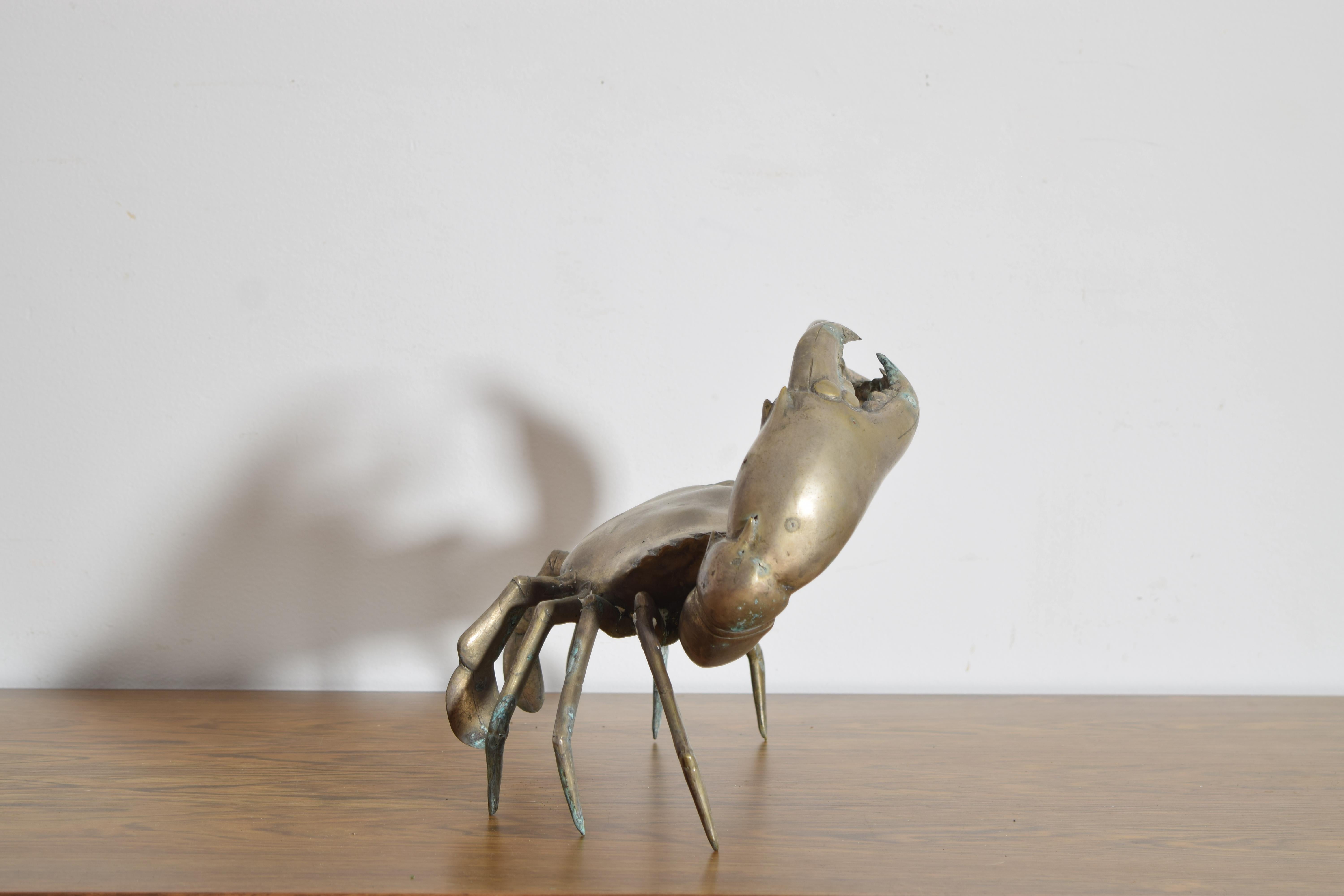 Grand crabe français en laiton argenté, milieu du 20e siècle Bon état - En vente à Atlanta, GA