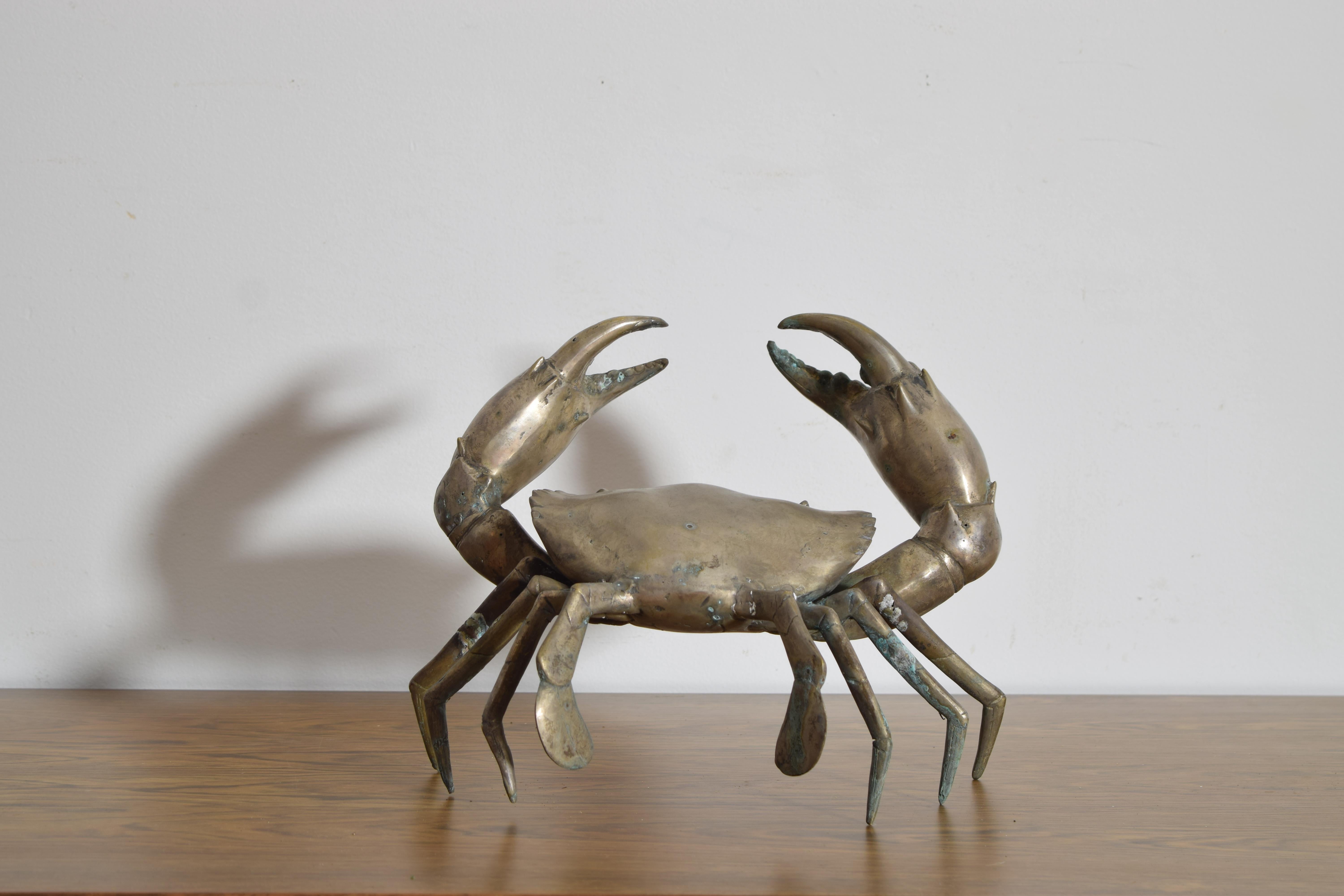 20ième siècle Grand crabe français en laiton argenté, milieu du 20e siècle en vente