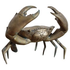 Grand crabe français en laiton argenté, milieu du 20e siècle